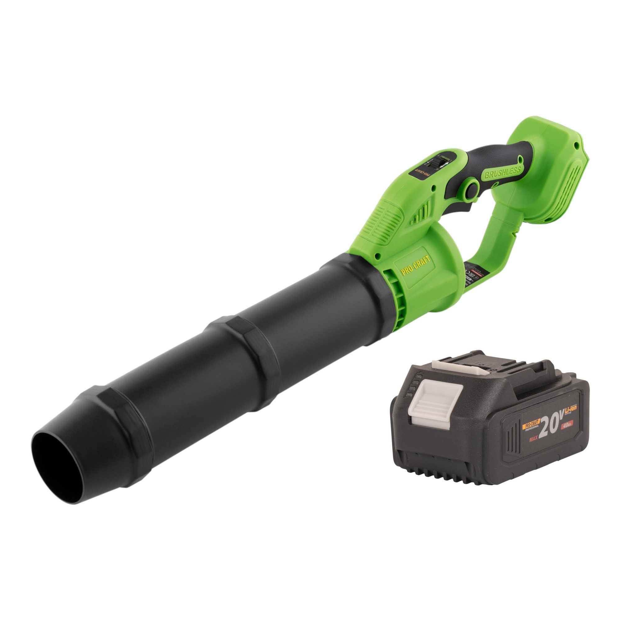 PRO CRAFT Akku-Laubbläser PB24bb Akku Laubbläser 20 V Brushless + 1x Akku 4,0 Ah