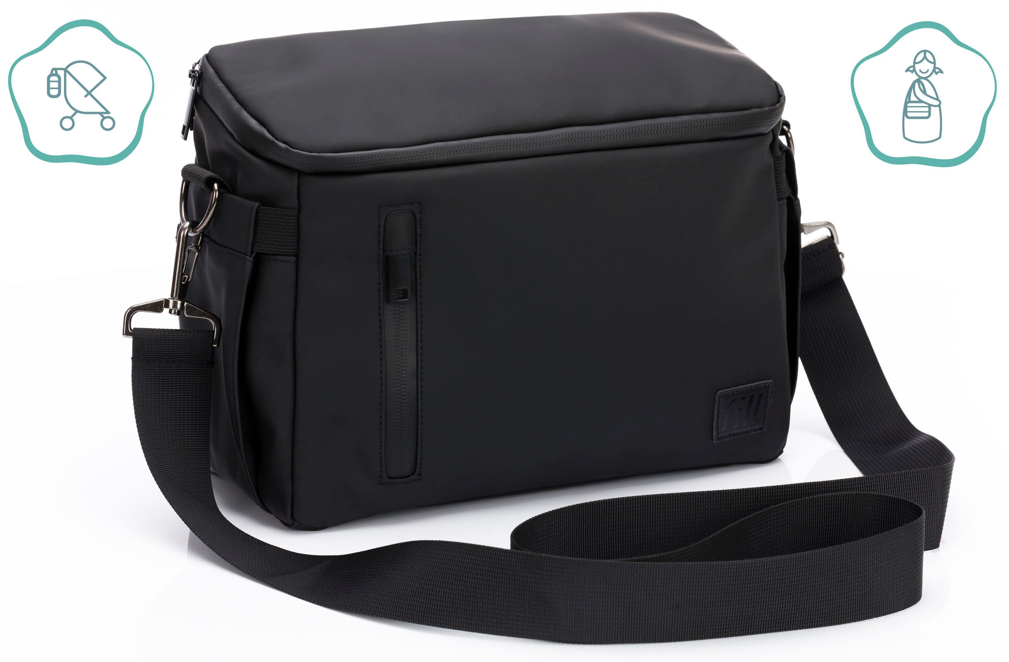 Fillikid Kinderwagen-Tasche Buggy Organizer Larvik, schwarz, inkl. Wickelunterlage