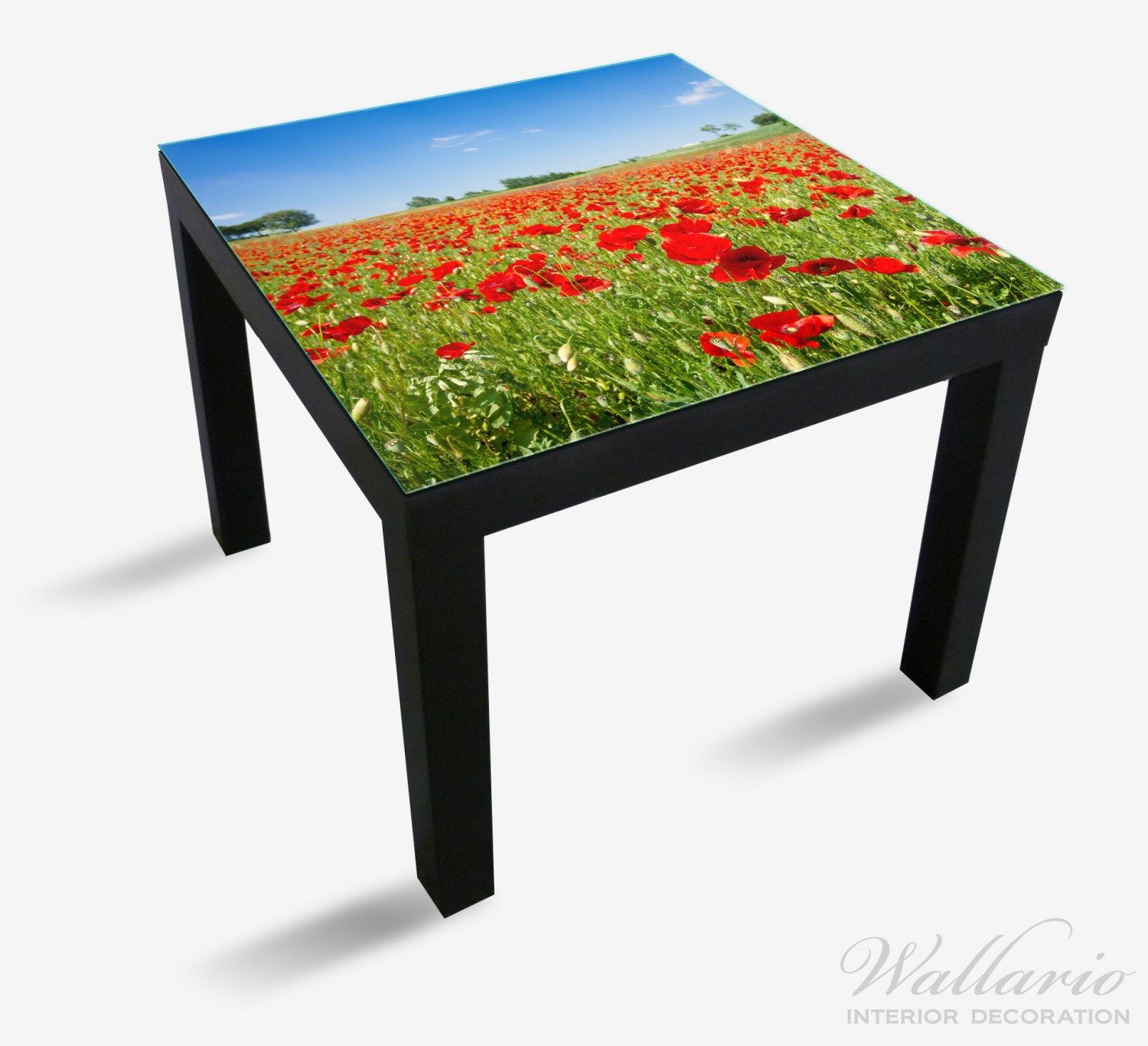 Wallario Tischplatte für Ikea Himmel blauem Mohnblumenfeld- St), (1 rote Tisch unter Lack Blumen geeignet