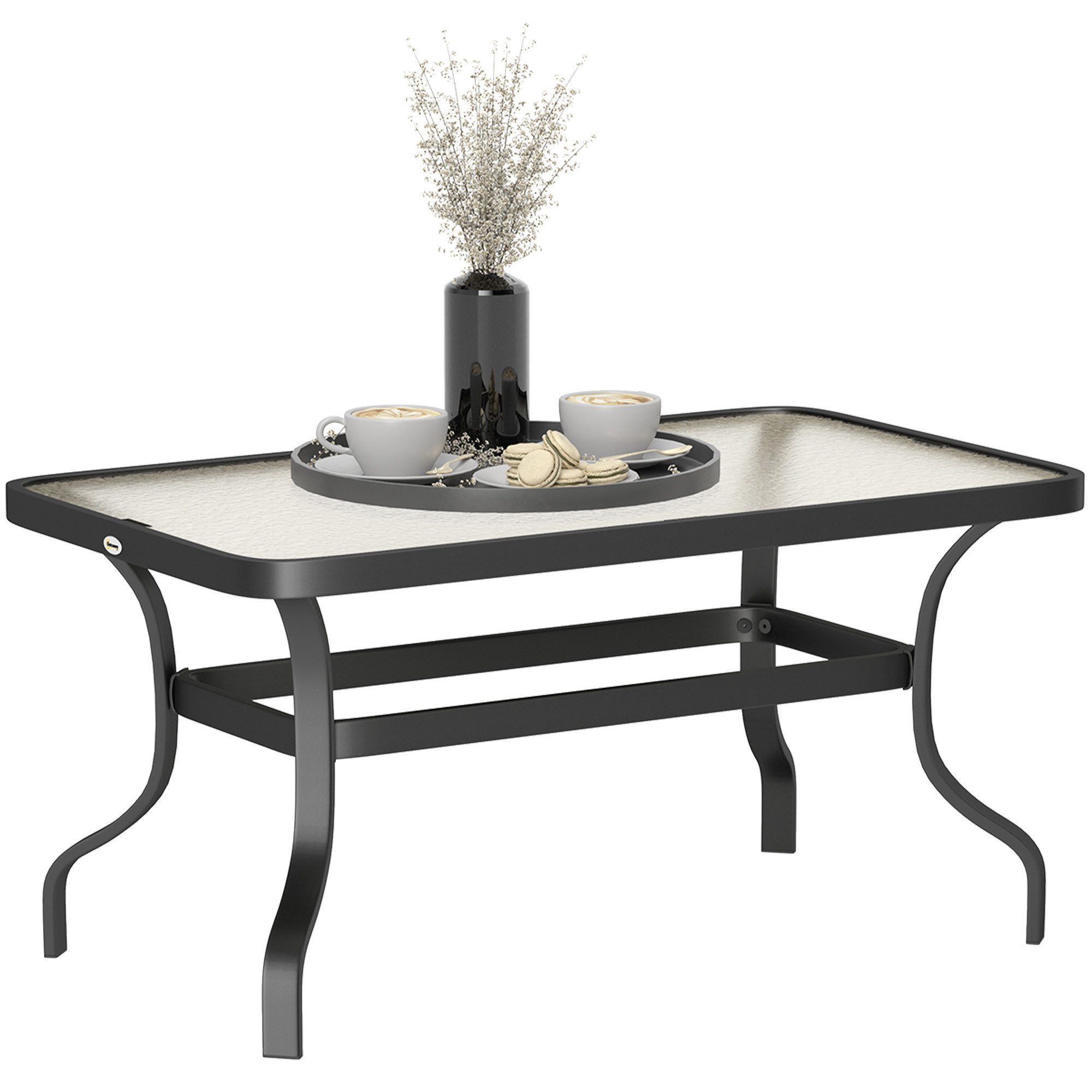 Outsunny Beistelltisch Hartglas, mit Wellendesign, Abgerundete günstig online kaufen