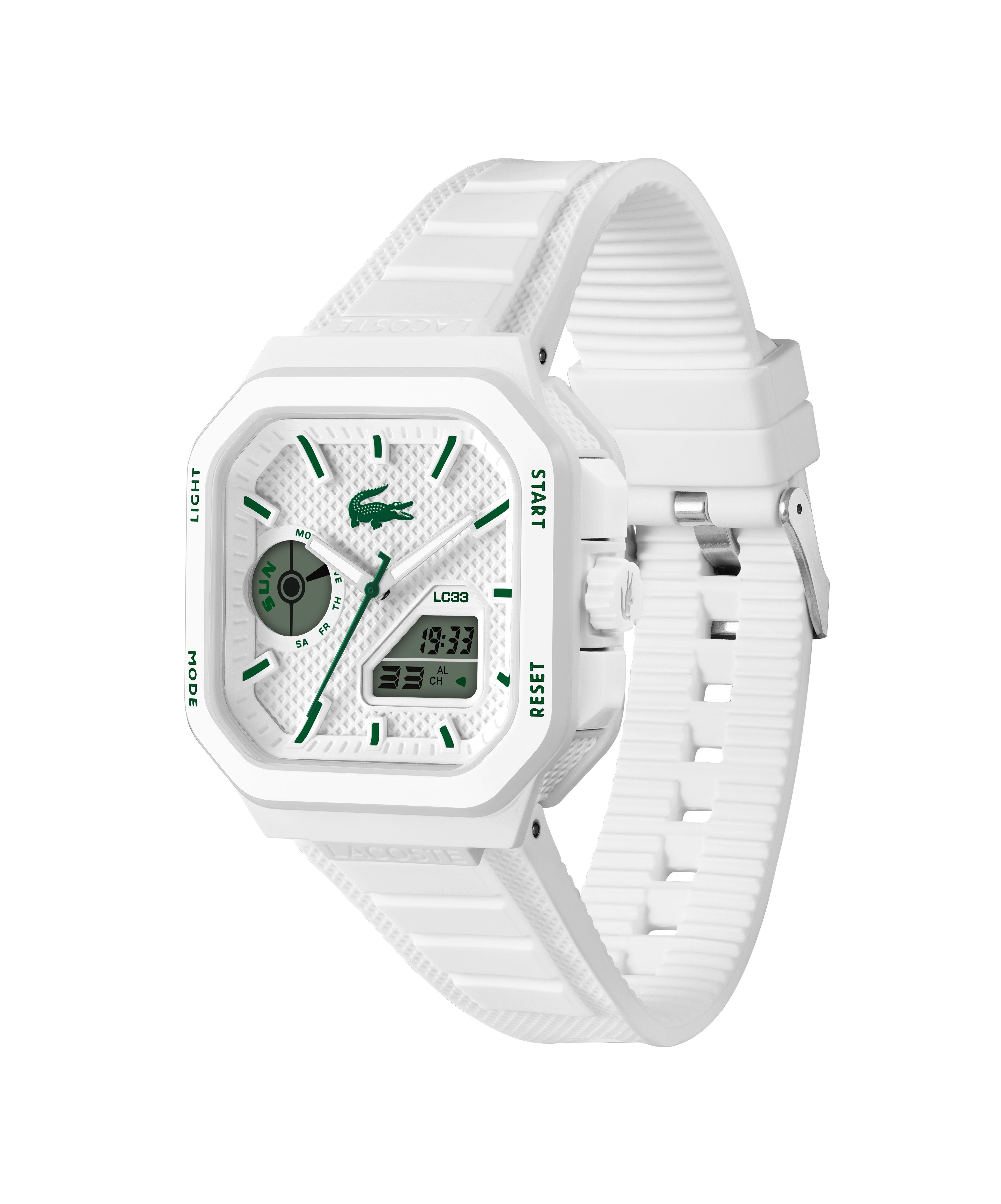 Lacoste Digitaluhr LC33 SQUARE 2011506, Quarzuhr, Armbanduhr, Herrenuhr, Silikonarmband, digital, analog