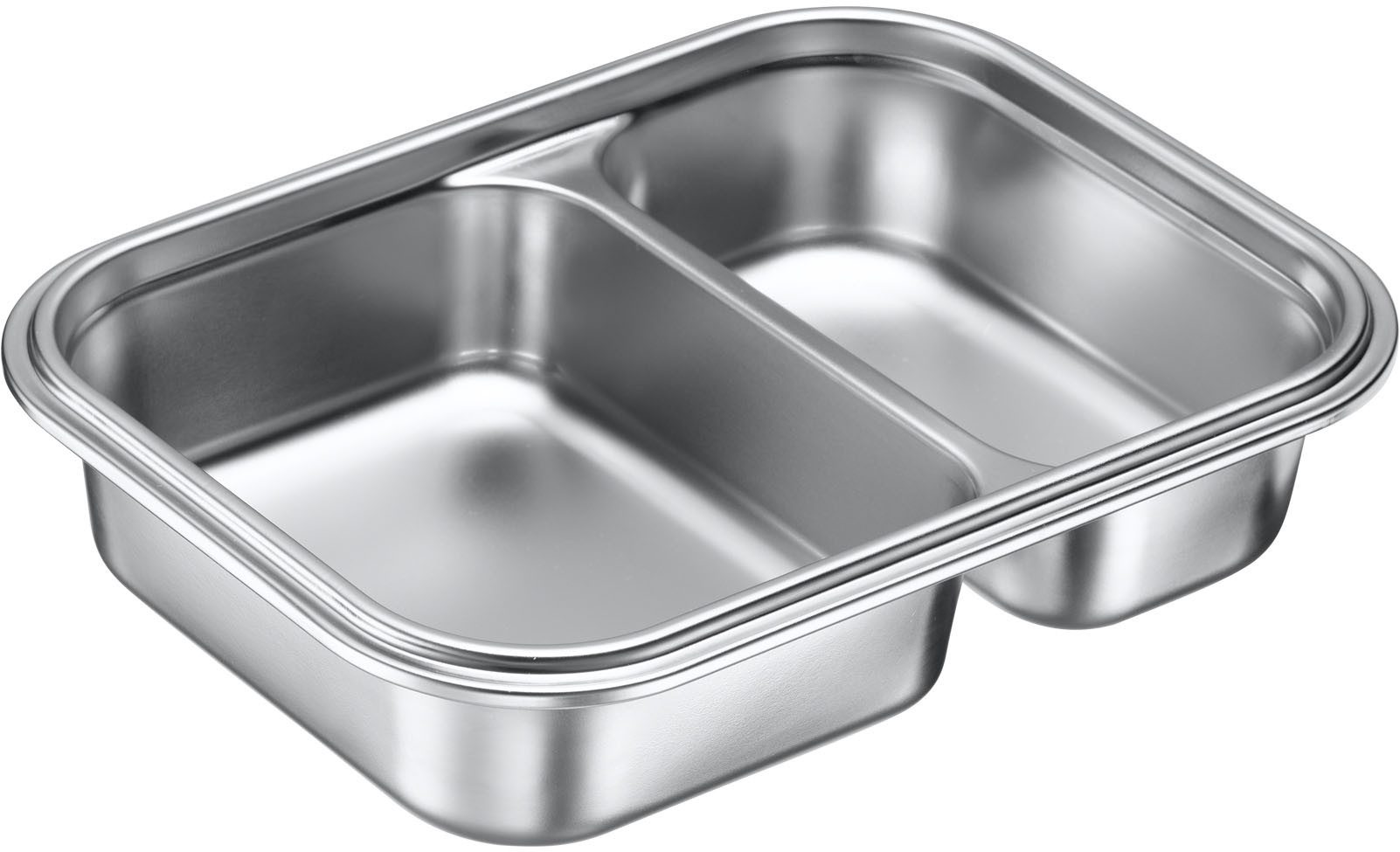 WESTMARK Lunchbox Edelstahl Lunch Box/ Frischhaltedose, geteilt, 450 + 280 ml, Edelstahl 18/8, Polyprophylen (PP), Silikon, (1-tlg), auslaufsichere Brotdose – m – Bild 2 von 5