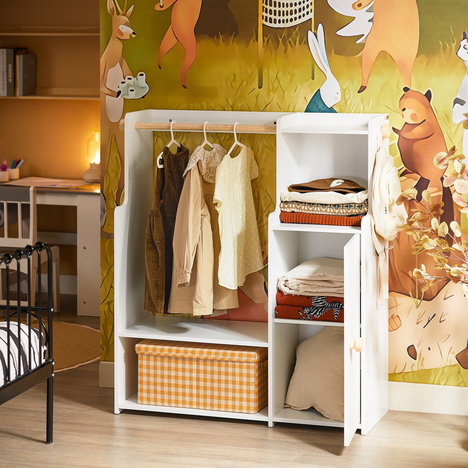 SoBuy Kinderkleiderschrank KMB110 Kindergarderobe Kleiderschrank Kinder Kleiderständer Kinderregal – Bild 5 von 5