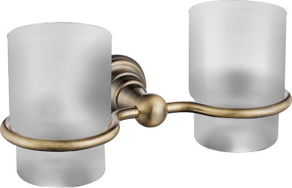 Sapho Zahnputzbecher DIAMOND Doppelglashalter, Milchglas, Bronze, Sapho-1318-05