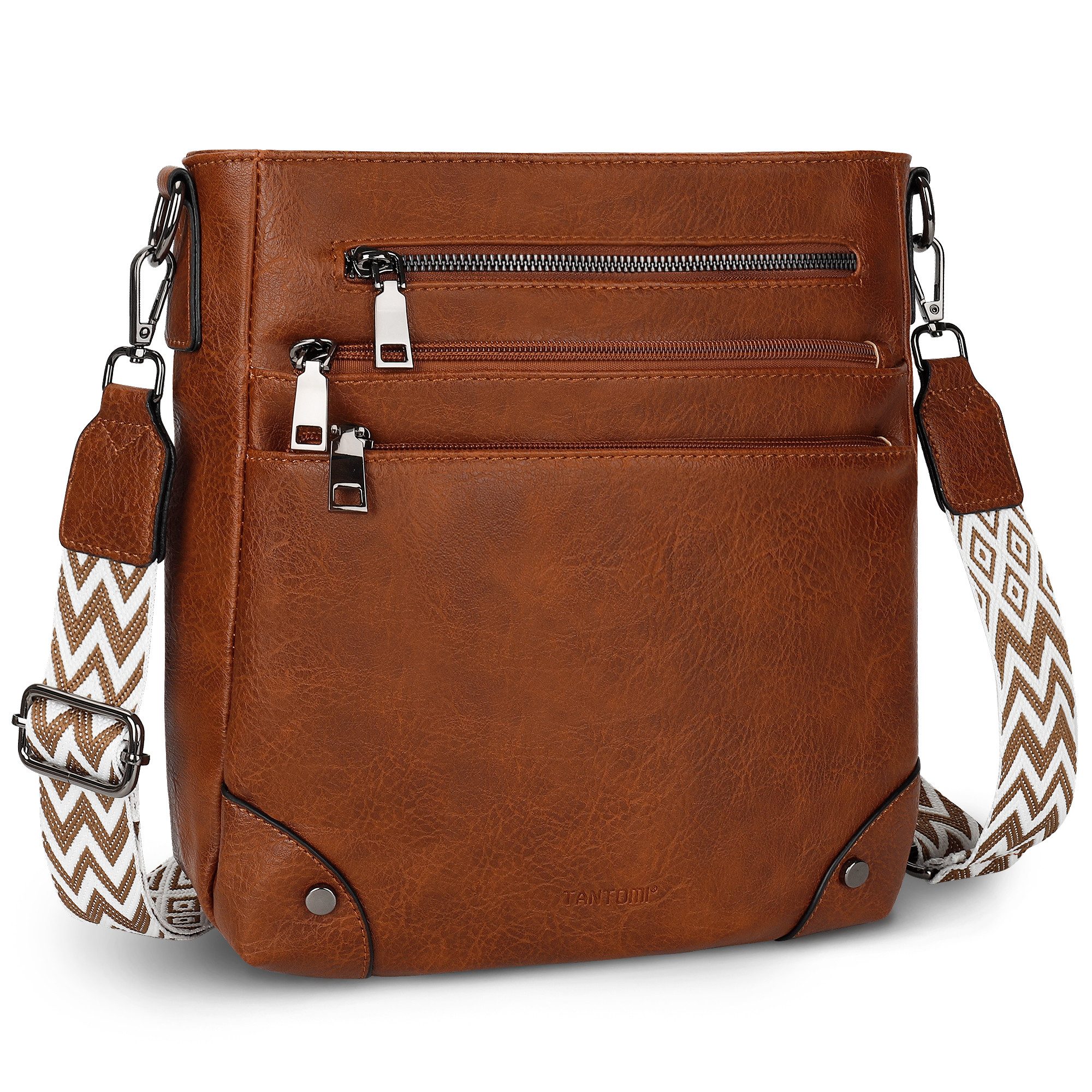 TAN.TOMI Umhängetasche Damen Mittelgroß Schultertasche Mehrere Taschen Crossbody Bag, Mit Verstellbarem Gurt für Schule Arbeit Reisen Ausflug Einkauf