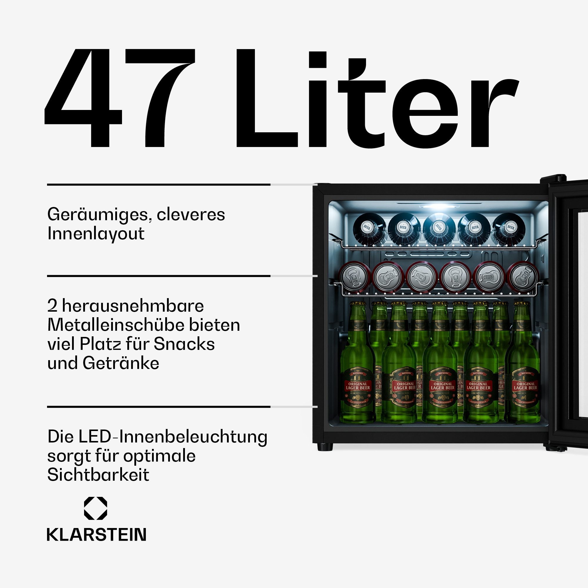 Klarstein Getränkekühlschrank 10047753, 43.6 cm hoch, 47.4 cm breit