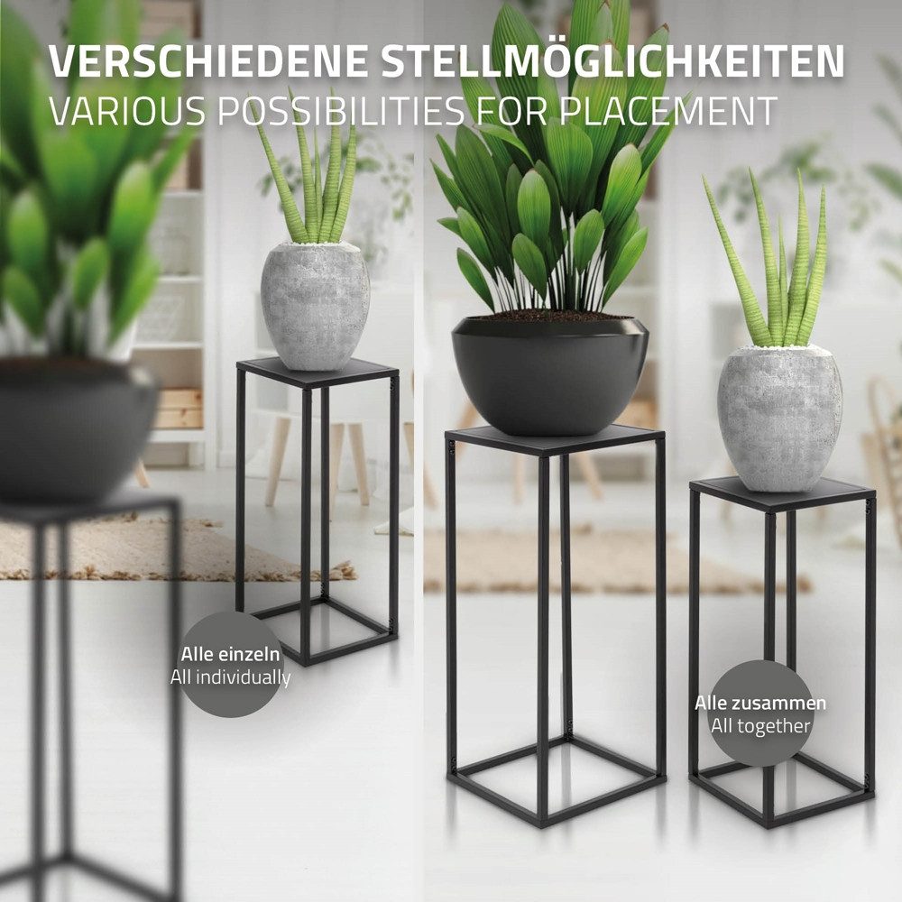 ML-DESIGN Blumenständer Pflanzenständer Set aus Metall Pflanztopf Deko Blumenhocker (2 St), Blumentopfständer Schwarz Wetterfeste und robuste Blumentopfhalter – Bild 4 von 5