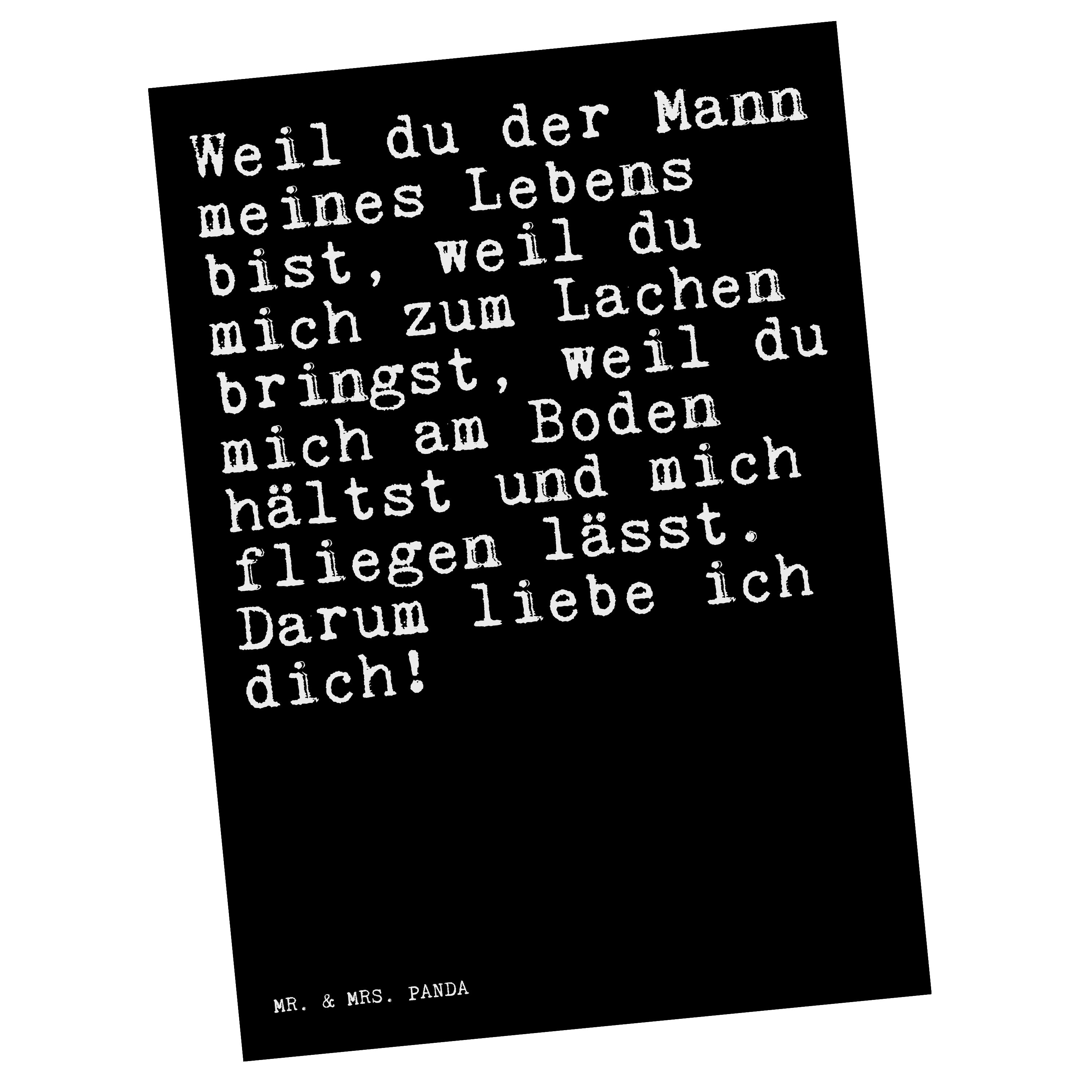 Mr. & Mrs. Panda Postkarte Weil du der Mann... - Schwarz - Geschenk, Spruch, Sprüche, Geschenkka