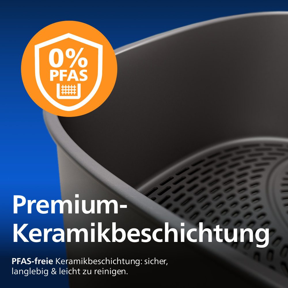 Philips Heißluftfritteuse NA565/02 Steam Airfryer 5000 Series Megabasket, 9,5L Kapazität, 2750 W, mit Dampfgarfunktion u. RapidAir Plus Technologie, inkl. Servi – Bild 5 von 5