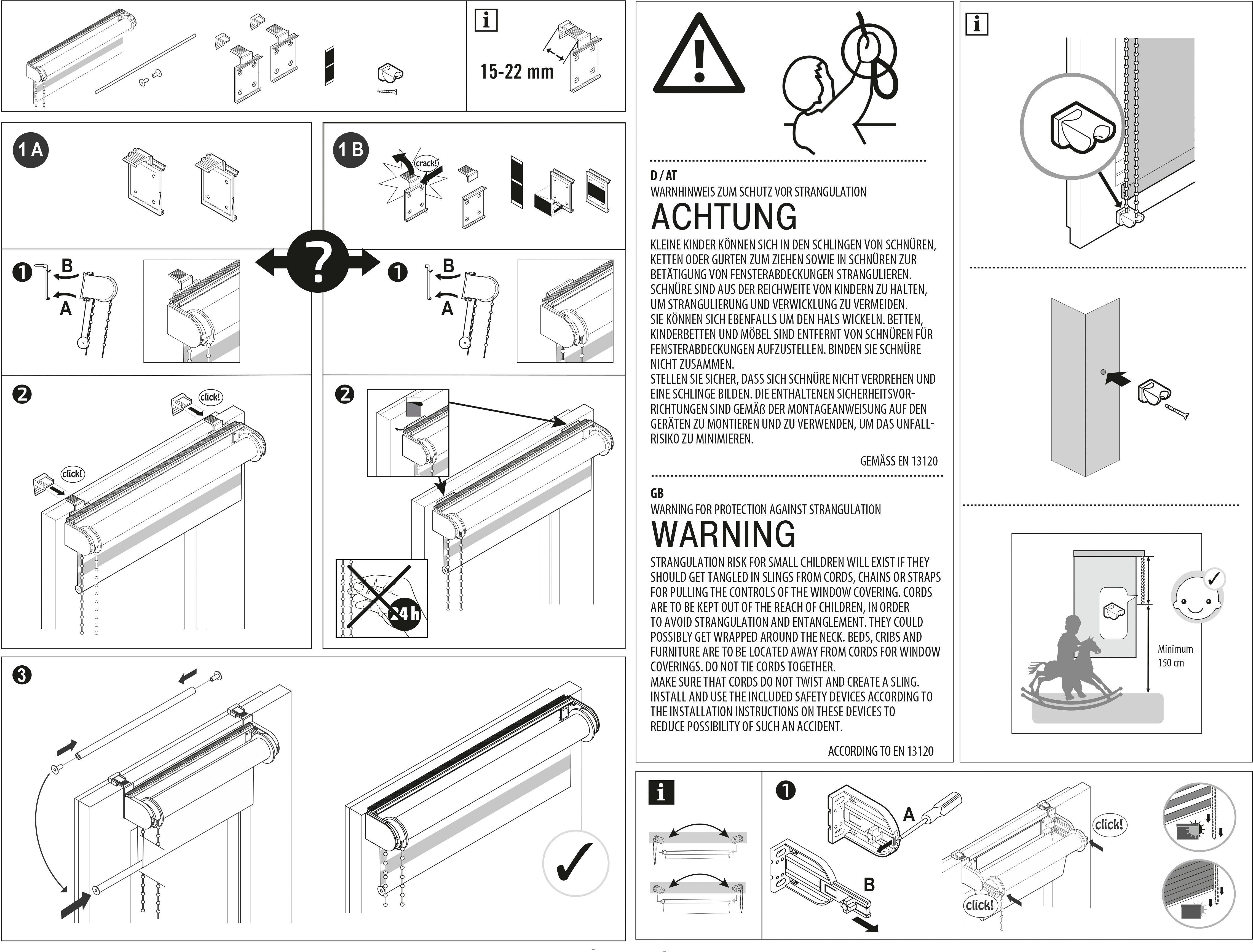 Seitenzugrollo Duo Klemmrollo Easyfix, Klemmträger auf mit vormontiert home, Montageschiene halbtransparent, Feststellschraube, my