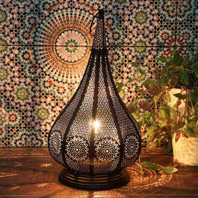 Casa Moro Tischleuchte Orientalische Lampe Monza Schwarz, für elektrisch & Kerzenbeleuchtung, ohne Leuchtmittel, schöne Tischlampe Weihnachtsbeleuchtung, IRL630