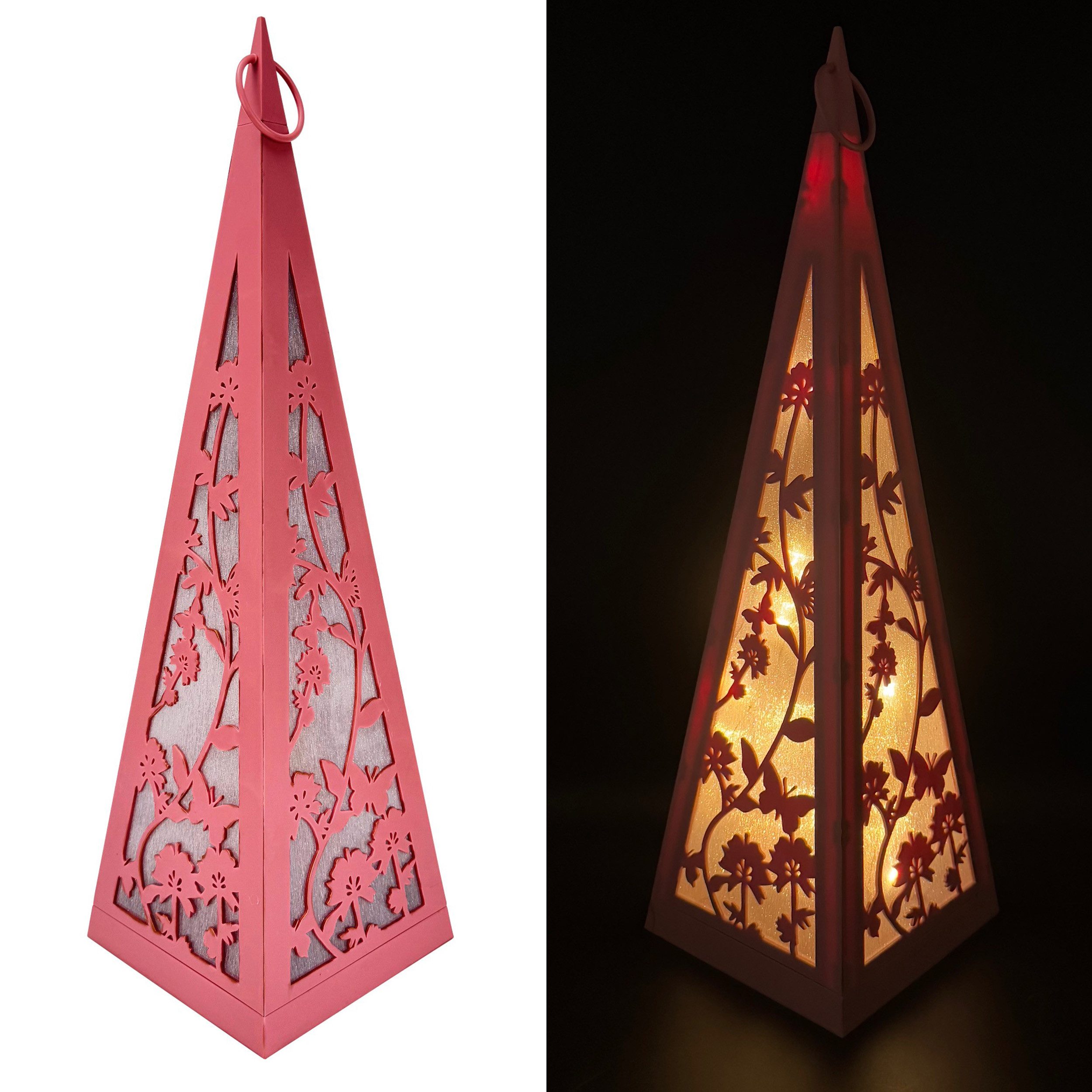 Online-Fuchs LED Laterne Pyramide mit Schmetterlingen & Blumen für draußen günstig online kaufen