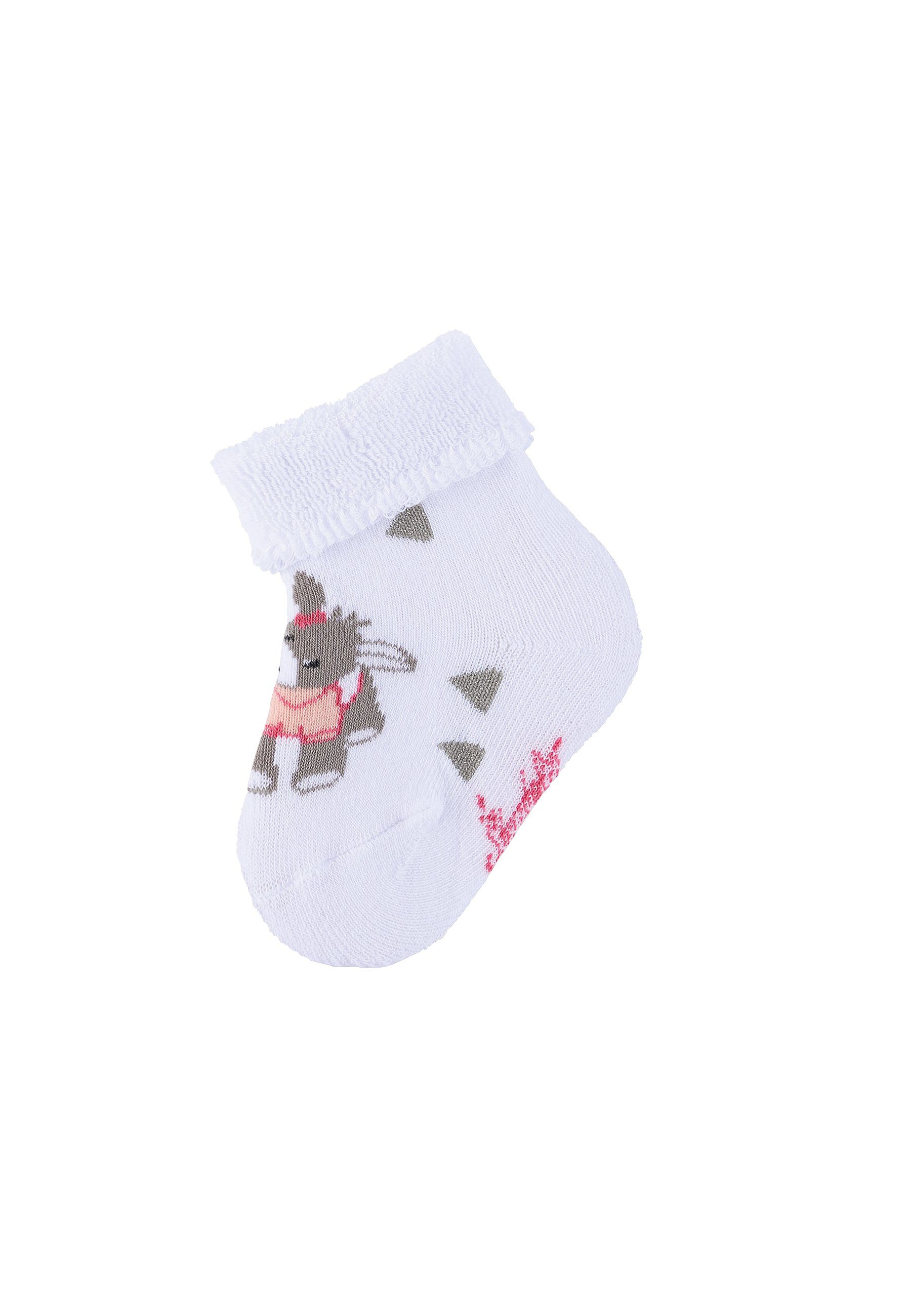 Sterntaler® Basicsocken Baby-Söckchen Emmi Girl Baby Söckchen - Baby Socken Esel Emmi Girl in Weiß - Niedliche Babysocken mit Umschlag, Vollplüsch und Motiv Esel - Baby Socken Kinder gemustert - Baby-Söckchen Sommer