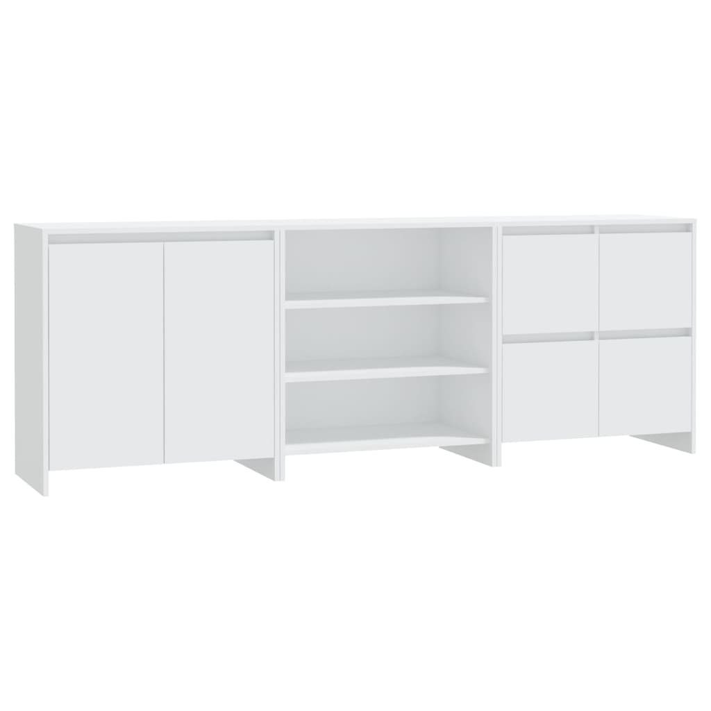 vidaXL Sideboard 3-tlg. Sideboard Weiß Holzwerkstoff (3 St)