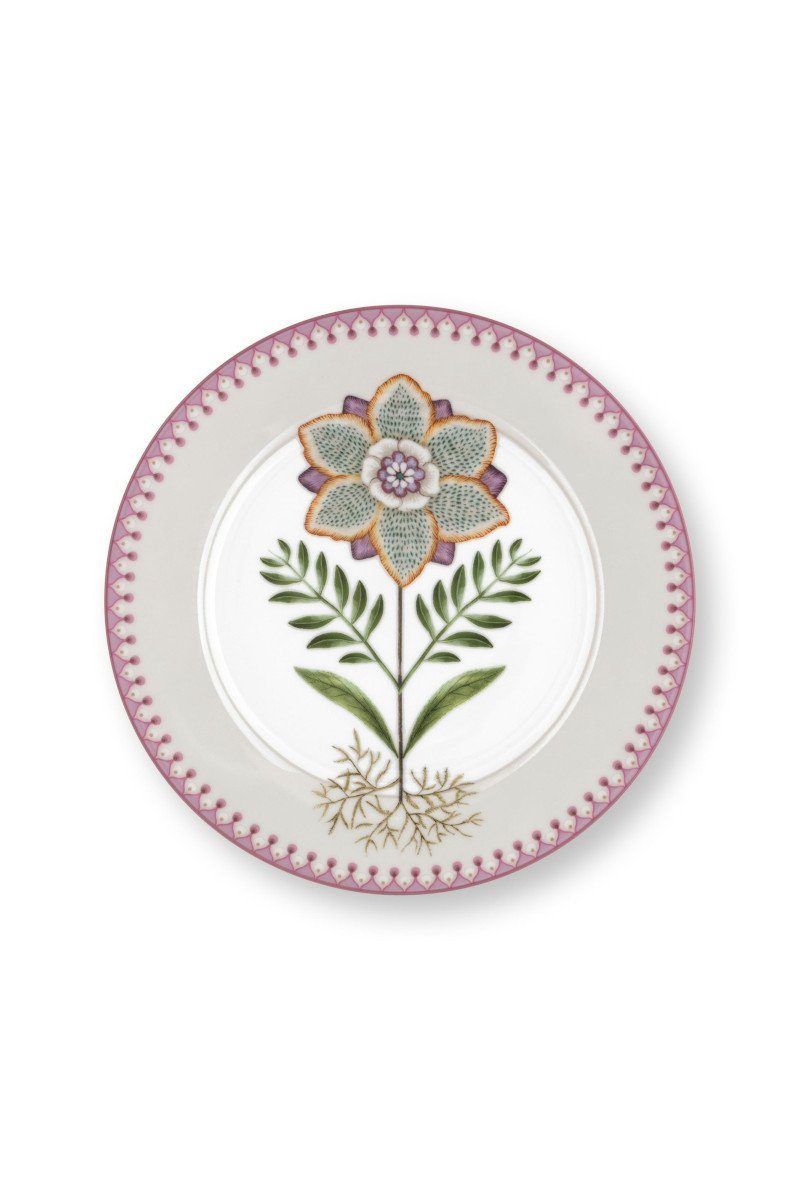 PiP Studio Тарелка для завтрака Lily&Lotus Тарелка для завтрака weiss/lila 21cm, Plate Lily&Lotus Off White 21cm