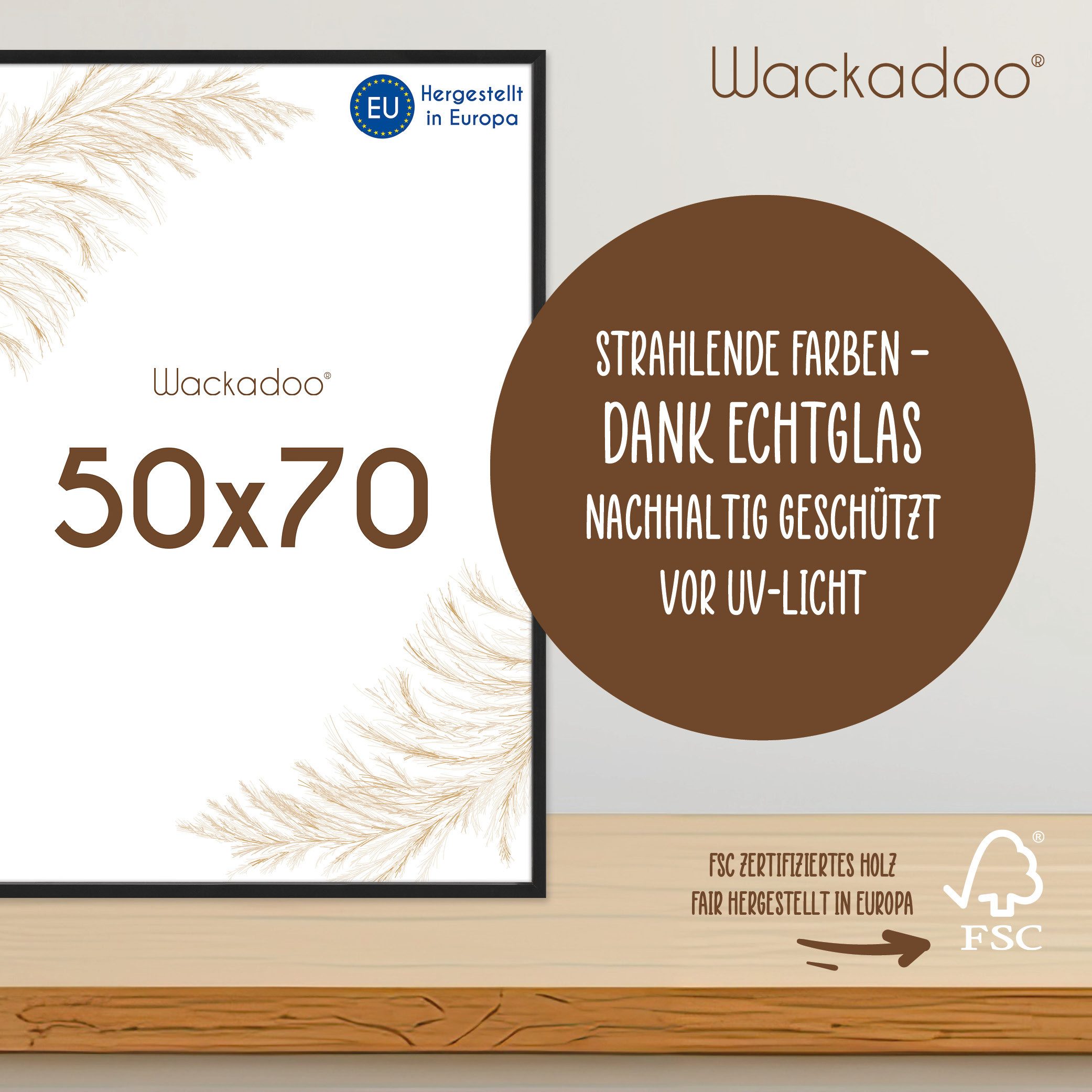 Wackadoo Living Bilderrahmen Holzbilderrahmen mit Glas für Einzelbilder div günstig online kaufen