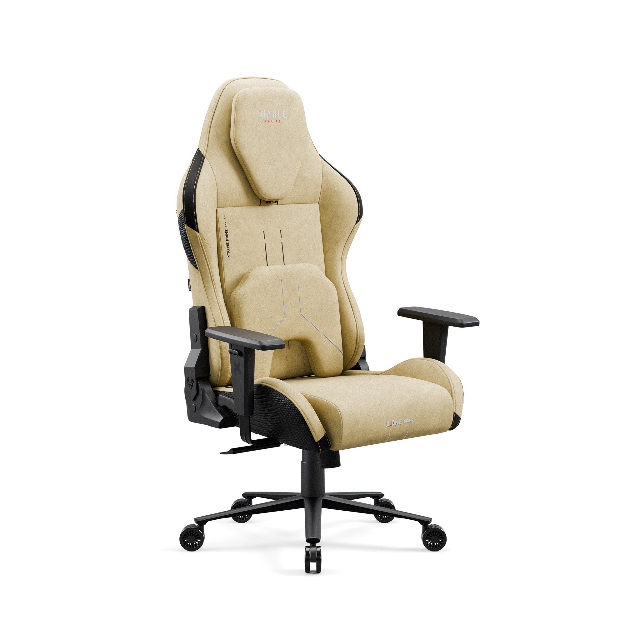 DIABLO CHAIRS Gaming-Stuhl X.One Prime Stoff ergonomisch Metallbasis 140kg CoolComfort (Magnetische Kopfstütze, Höhenverstellbare Armlehnen, Kühlender Sitz), Kopfstütze Lendenkissen CoolComfort Räder Stoff