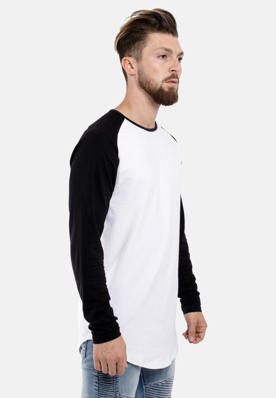 Baseball Medium T-Shirt Longshirt Weiß Schwarz T-Shirt Blackskies