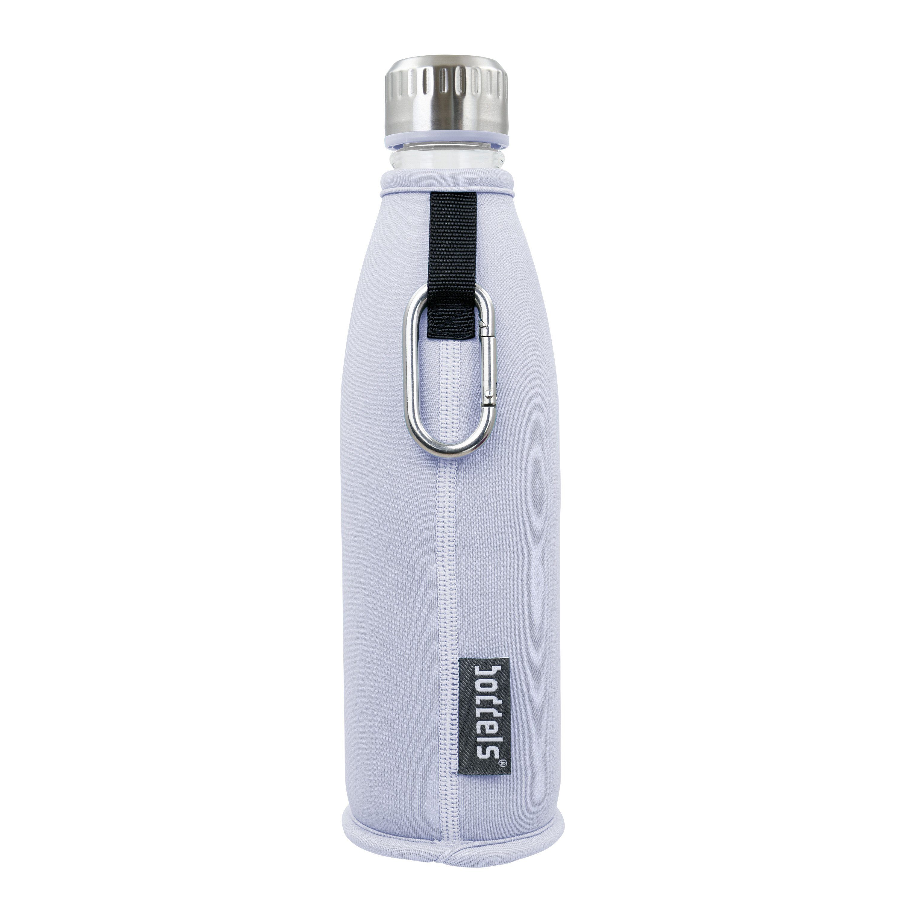 DREE doppelwandig, Flasche boddels auslaufsicher, Glas aus Lavendelblau 650ml, Trinkflasche bruchfest