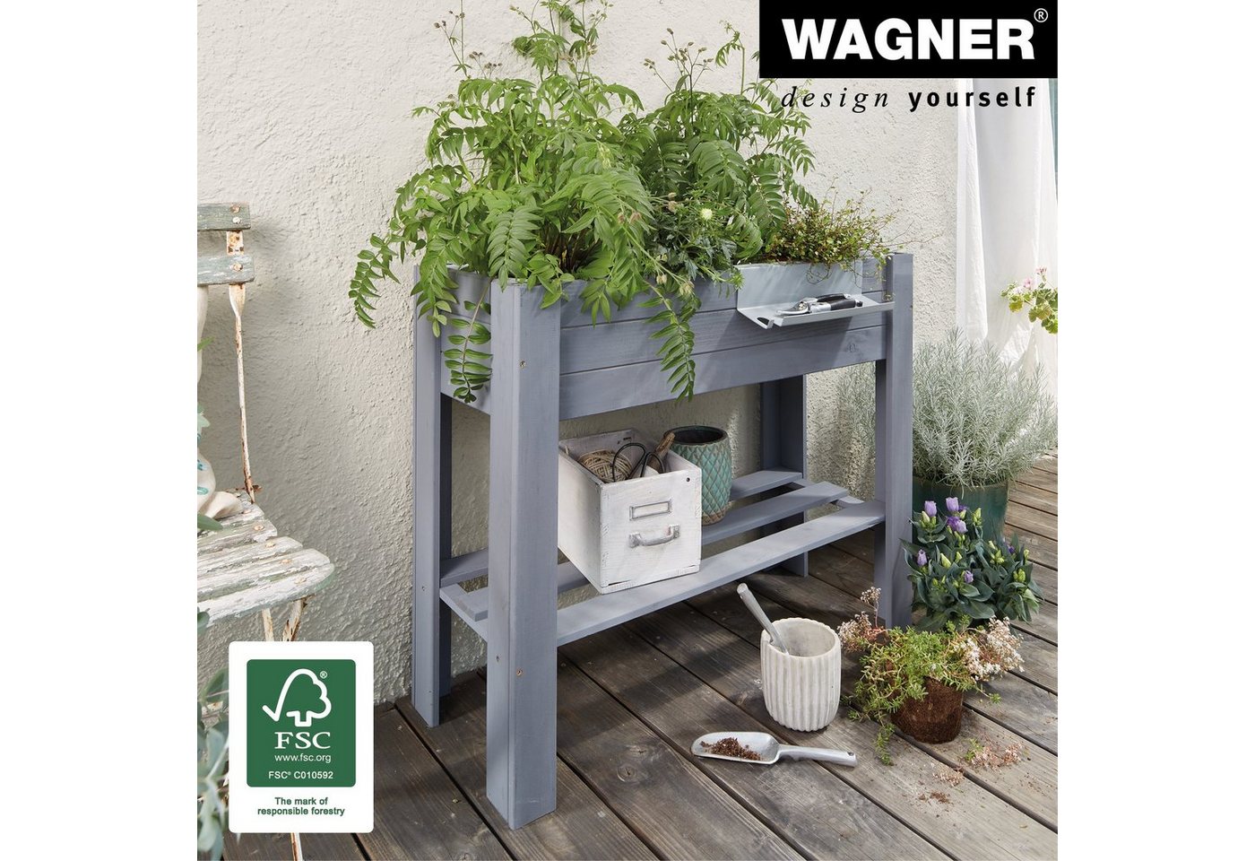 Thumbnail - WAGNER design yourself Hochbeet GreenBOX Light - 70 x 83 x 34,5 cm - verschiedene Farben - Nadelholz massiv I FSC® I Reg...