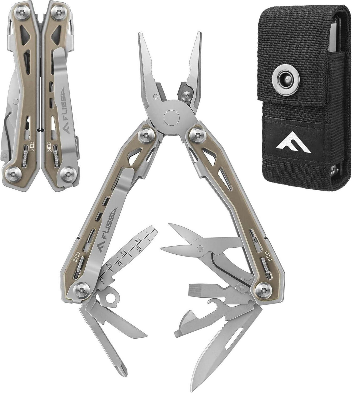 Multitool Multifunktionszange 16-in-1 Edelstahl Werkzeug mit Messer für Camping