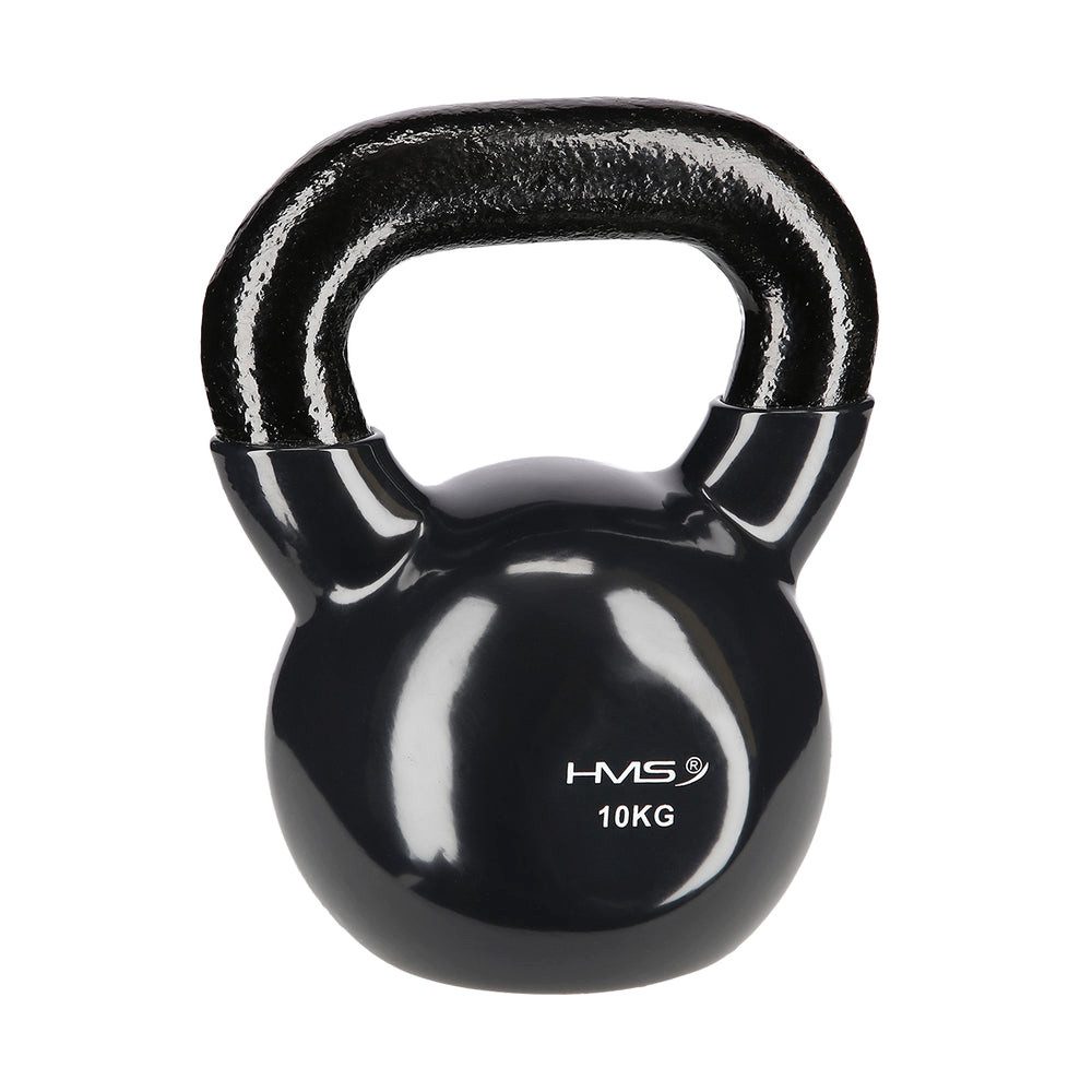 HMS Kettlebell Kugelhantel Schwunghantel Krafttraining, (Spar-Set), Gusseisen, Vinylmantel, flache Standfläche