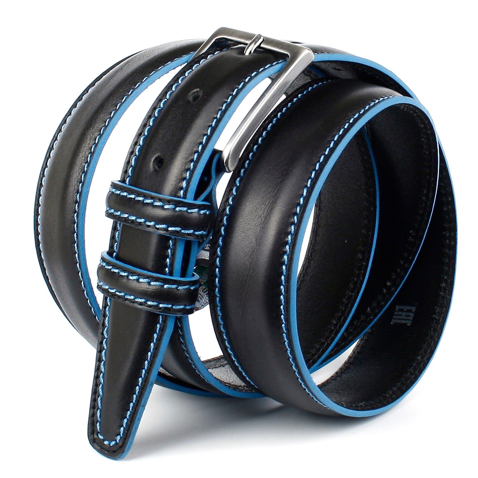 Anthoni Crown Ledergürtel mit Kontrast in blau Stitching