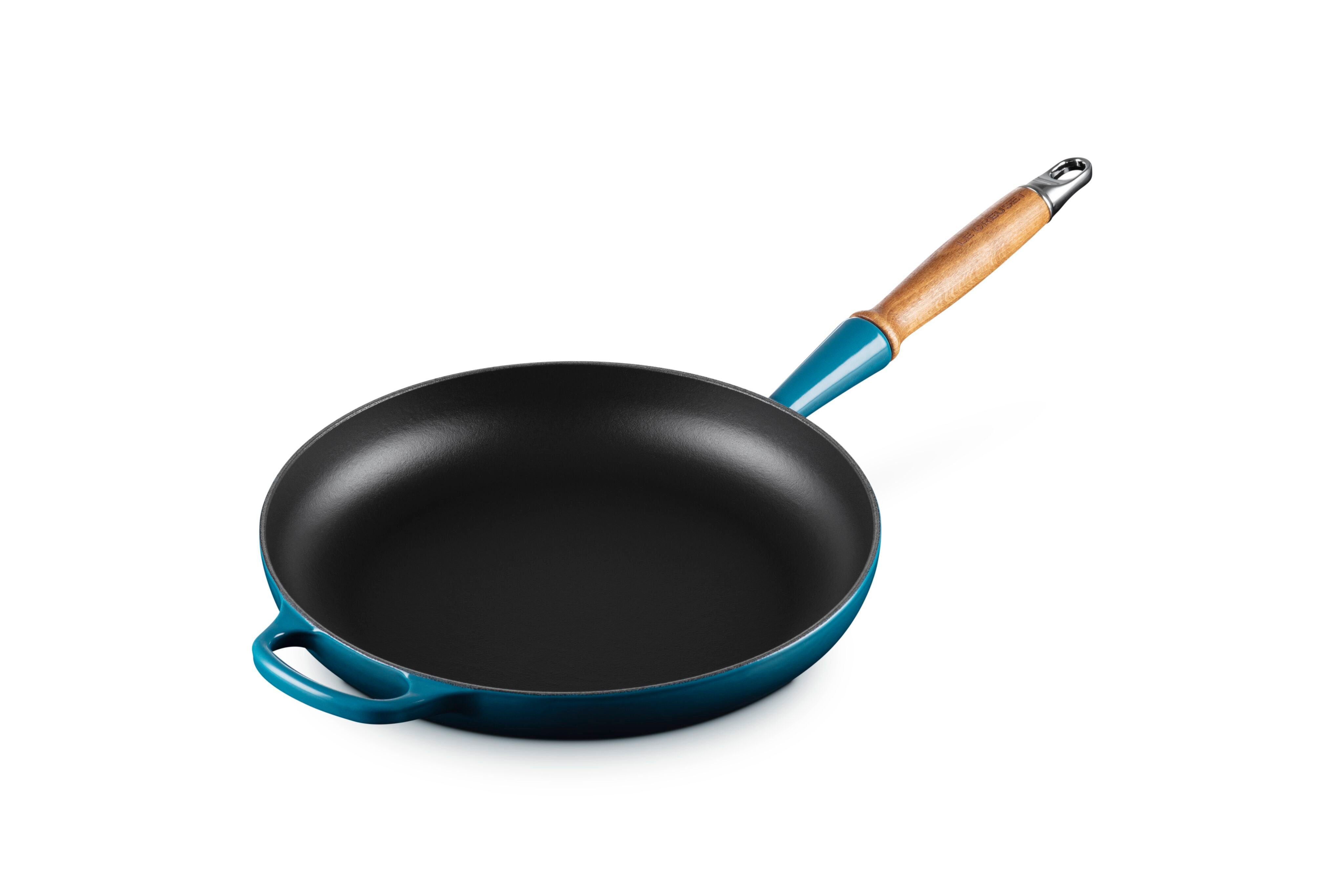 LE CREUSET Bratpfanne Signature Gusseisen mit Holzgriff, Gusseisen, 28 cm Deep Teal, 20258286420422