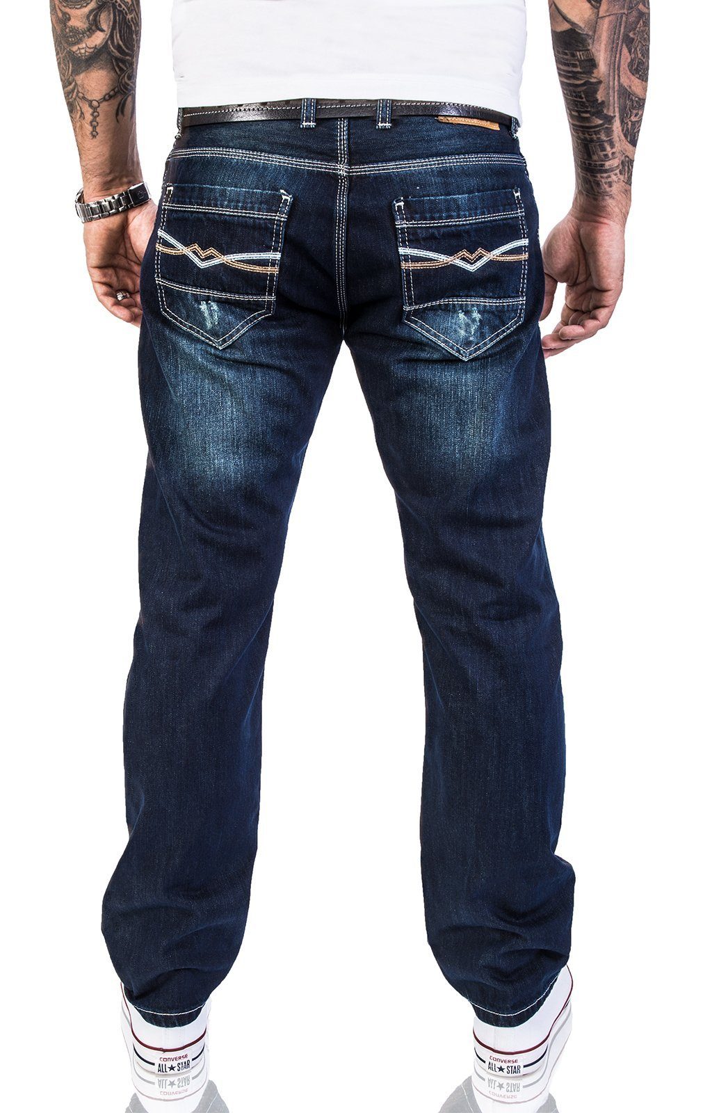 Jeans Rock Herren Straight-Jeans Blau Creek Stonewashed RC-2063