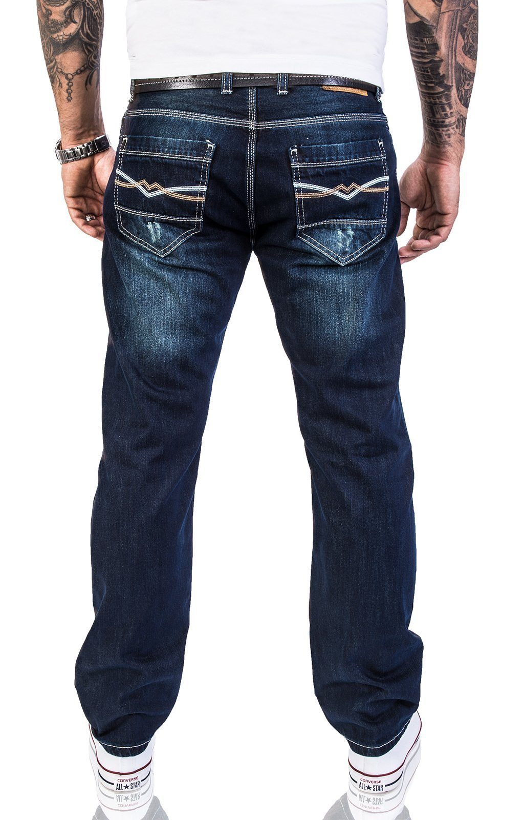 Rock Creek Straight-Jeans Herren Jeans Stonewashed Blau RC-2063 – Bild 3 von 3