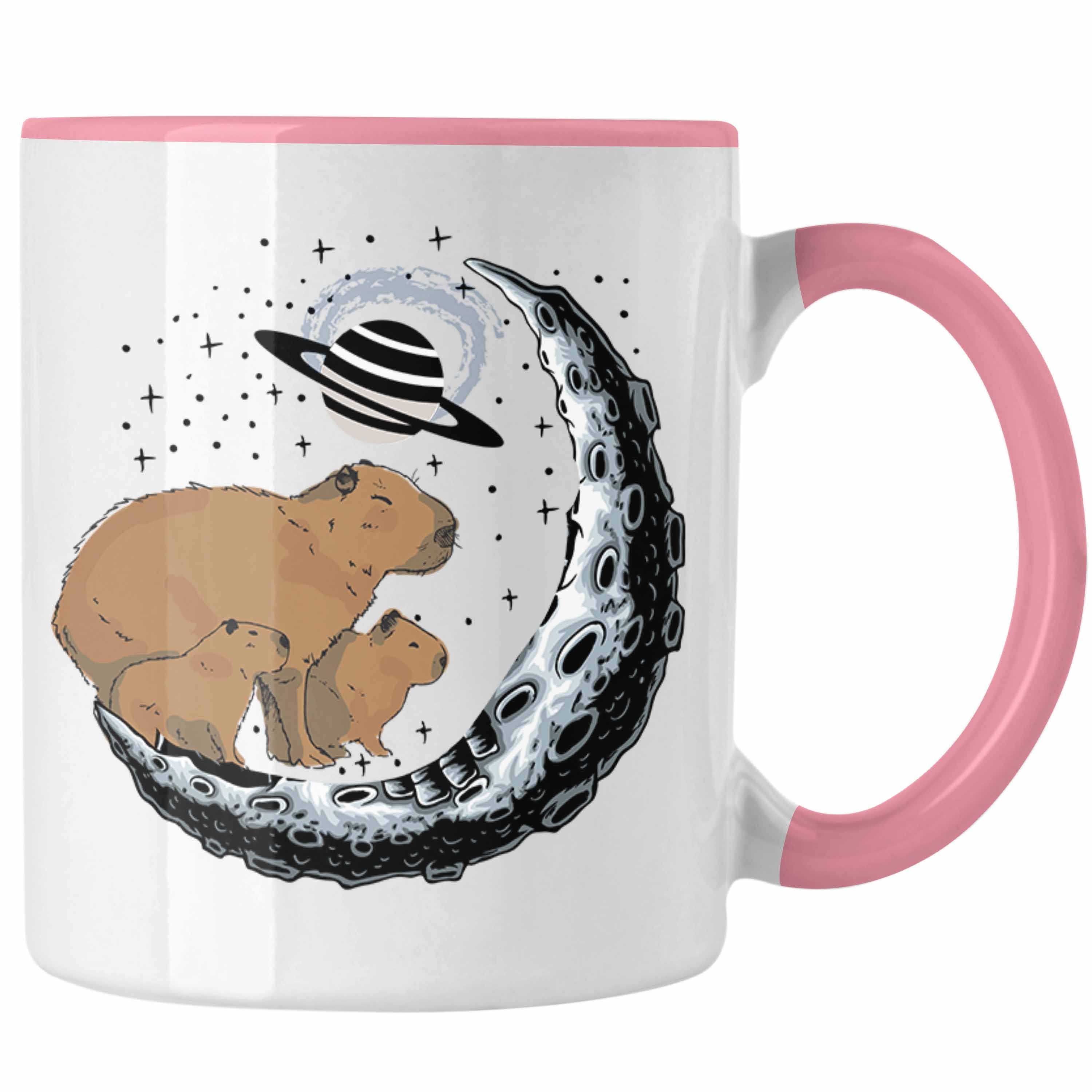 Trendation Tasse Galaxie Capybara Tasse Capybara Tier Kaffeetasse Geschenk für Capybara Rosa
