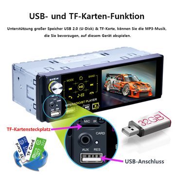 Hikity 4 Zoll kapazitiver Touchscreen Single DIN Autoradio mit Kamera Autoradio (Steuerung über das Lenkrad, Two USB / AUX-In / SD Card)