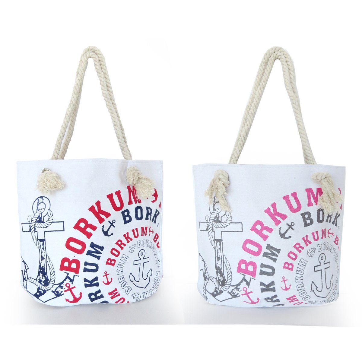 Sonia Originelli Umhängetasche kleine Einkaufstasche Bag, grau-rosa "Borkum" City Reißverschluss Tasche mit Shopper Innentasche