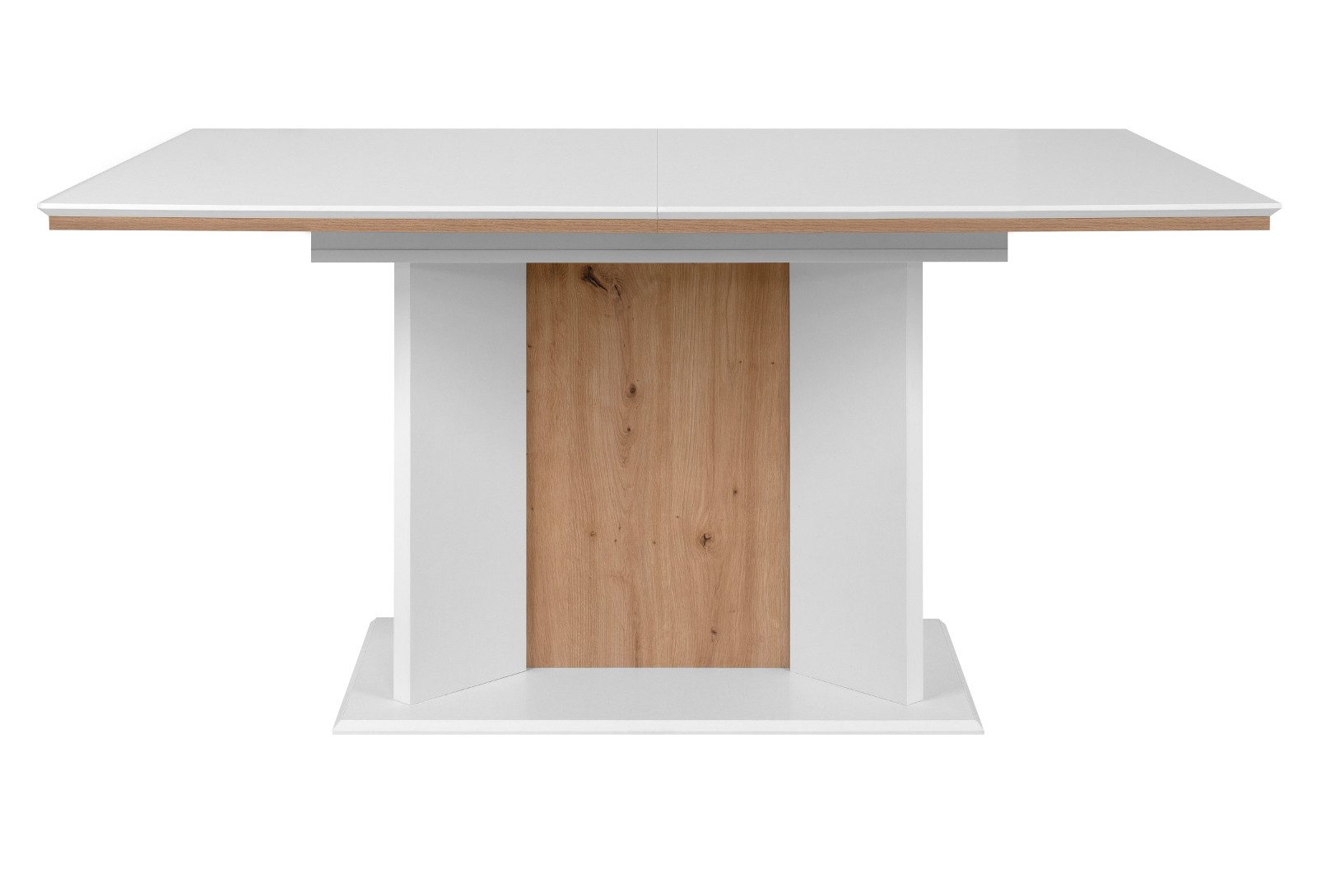 Furn.Design Esstisch Varese (in weiß und Artisan Eiche, Säulentisch 160 / 200 x 90 cm), ausziehbar