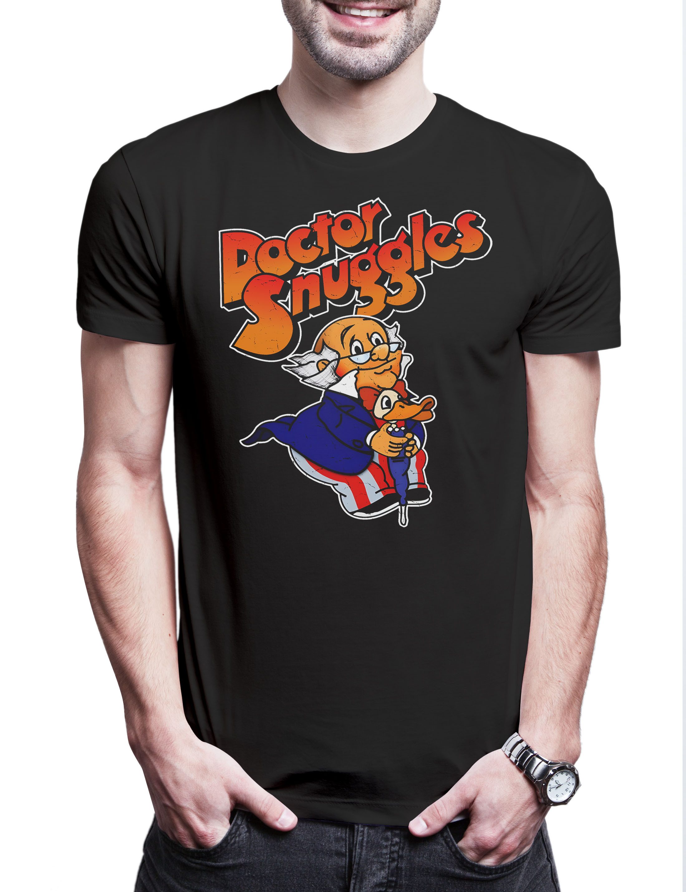 Print-Shirt Dr. Snuggles Herren T-Shirt Cartoon Comic Erfinder Inventor TV Series