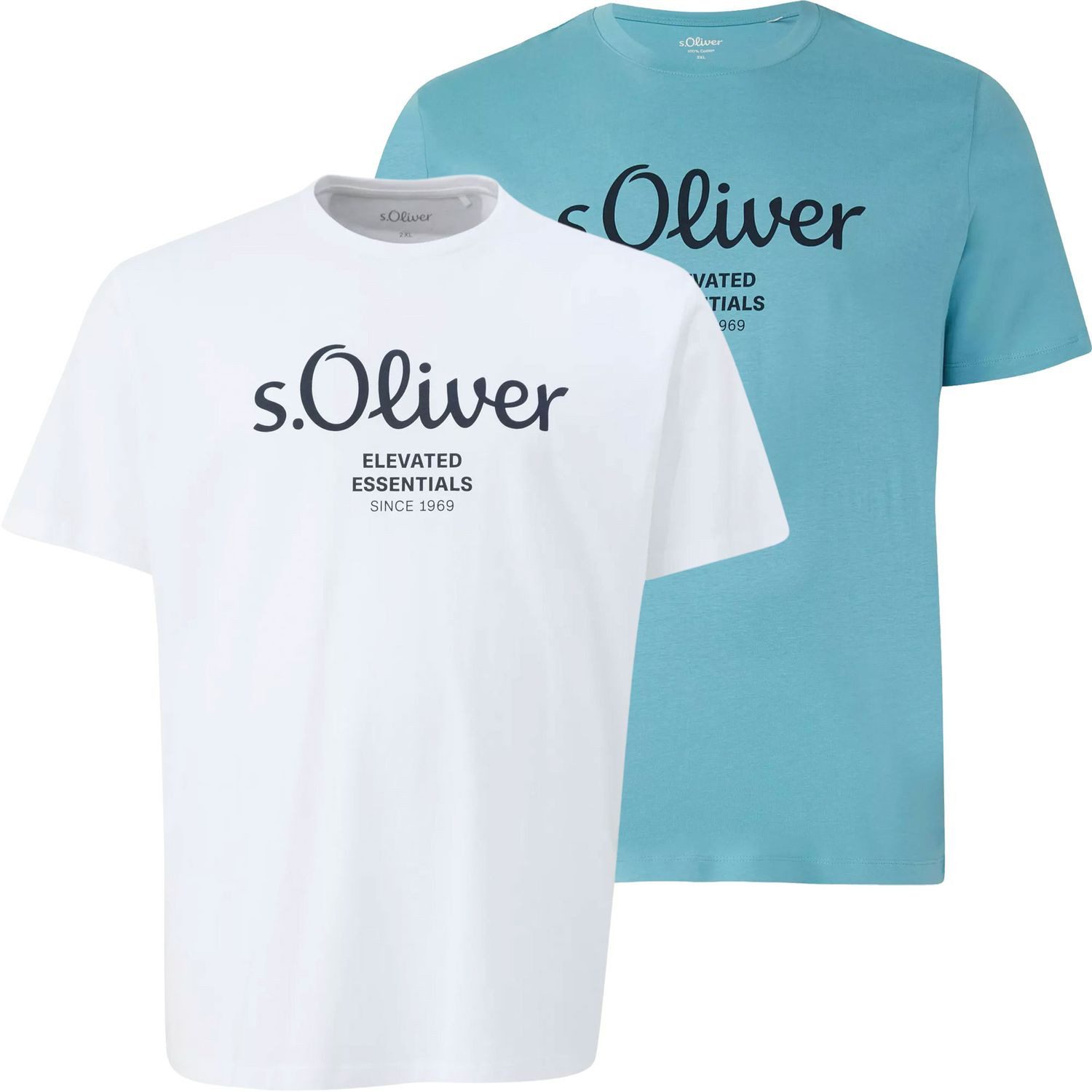 s.Oliver T-Shirt Big Size (2-tlg) Rundhals, kurzarm, Logo-Aufdruck günstig online kaufen