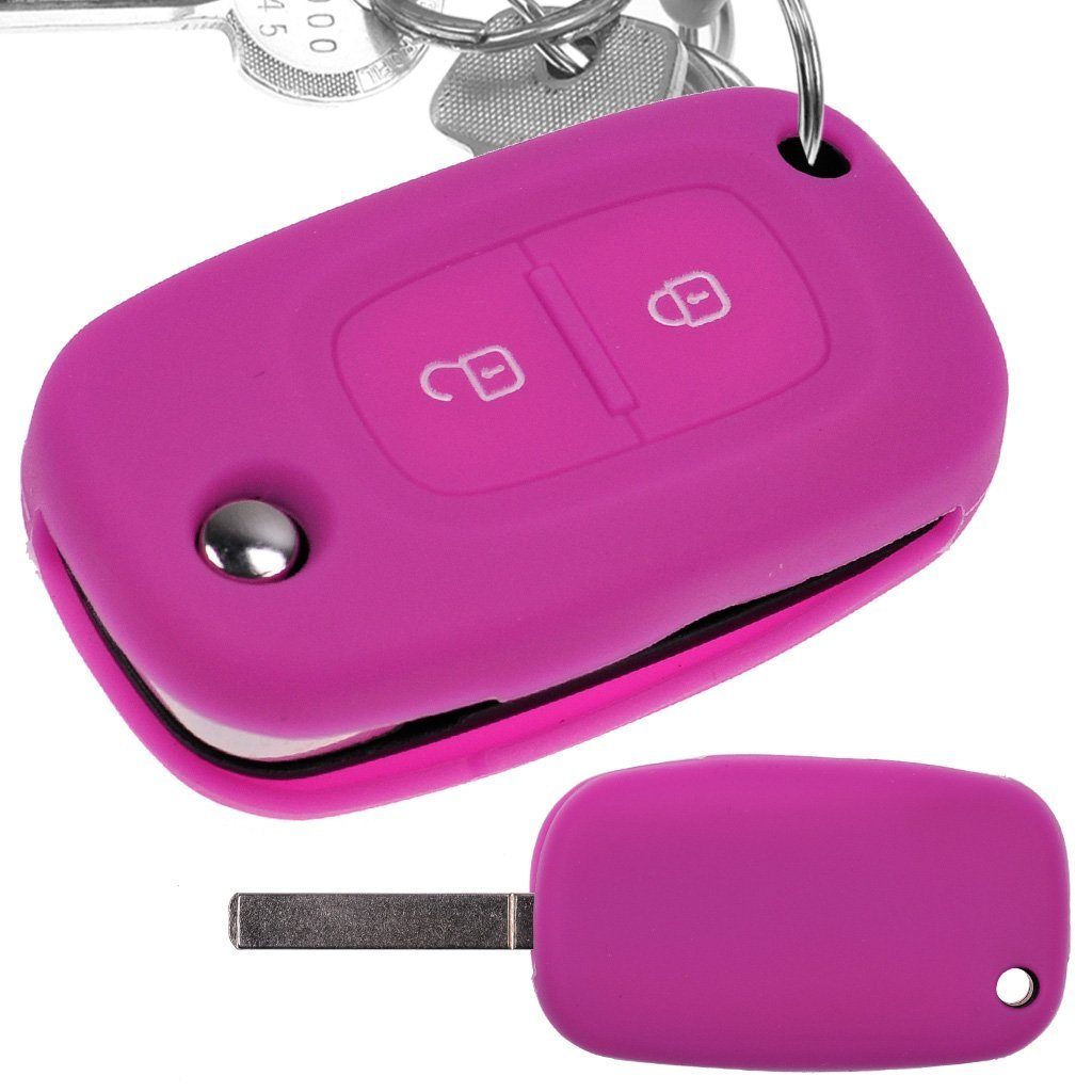 mt-key Schlüsseltasche Autoschlüssel Softcase Silikon Schutzhülle Pink, für Renault Kangoo Smart Forfour Clio III Twingo Mercedes Benz Citan