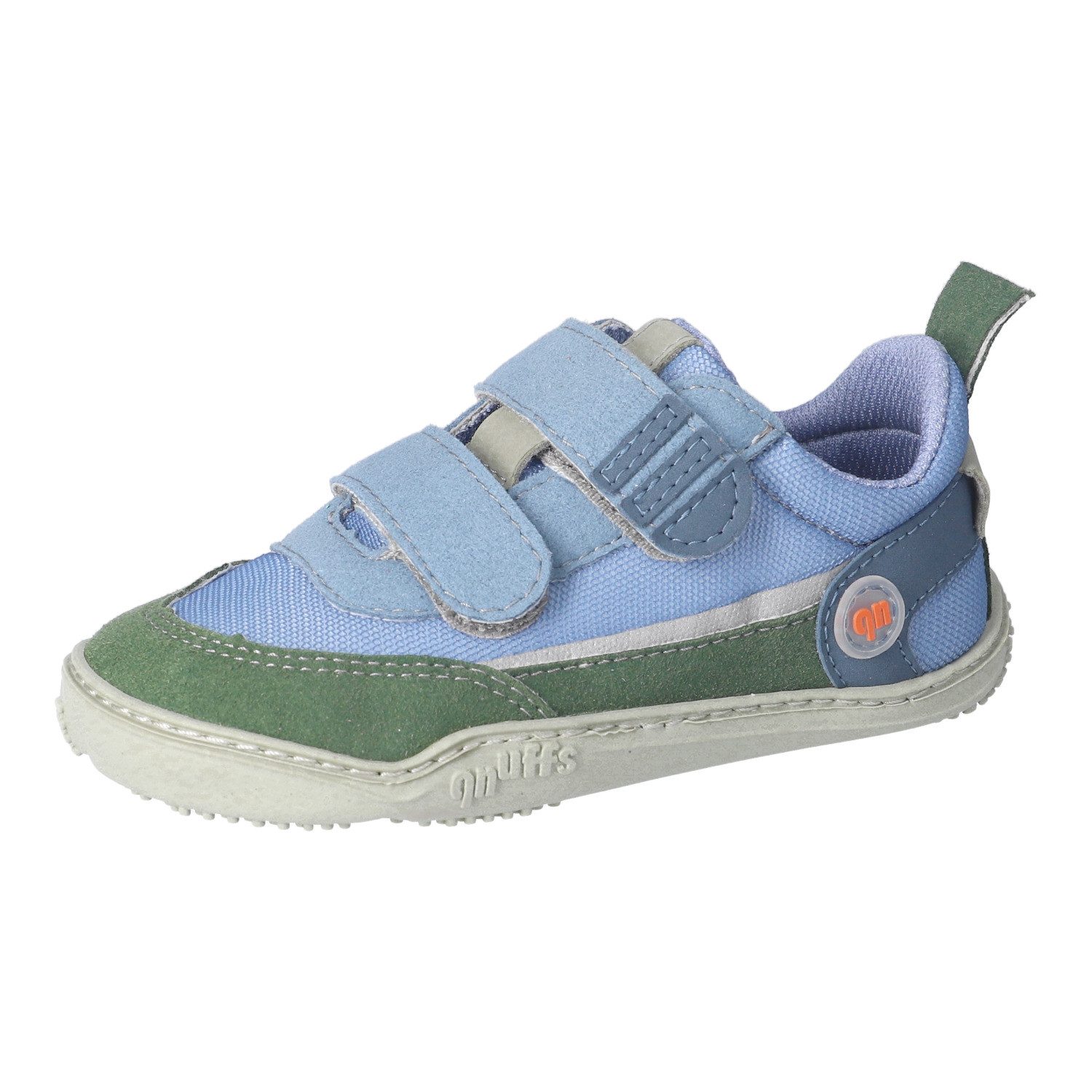 qnuffs Erle Barfußschuh Klettschuh, Halbschuh, Sneaker mit Kontrastbesätzen