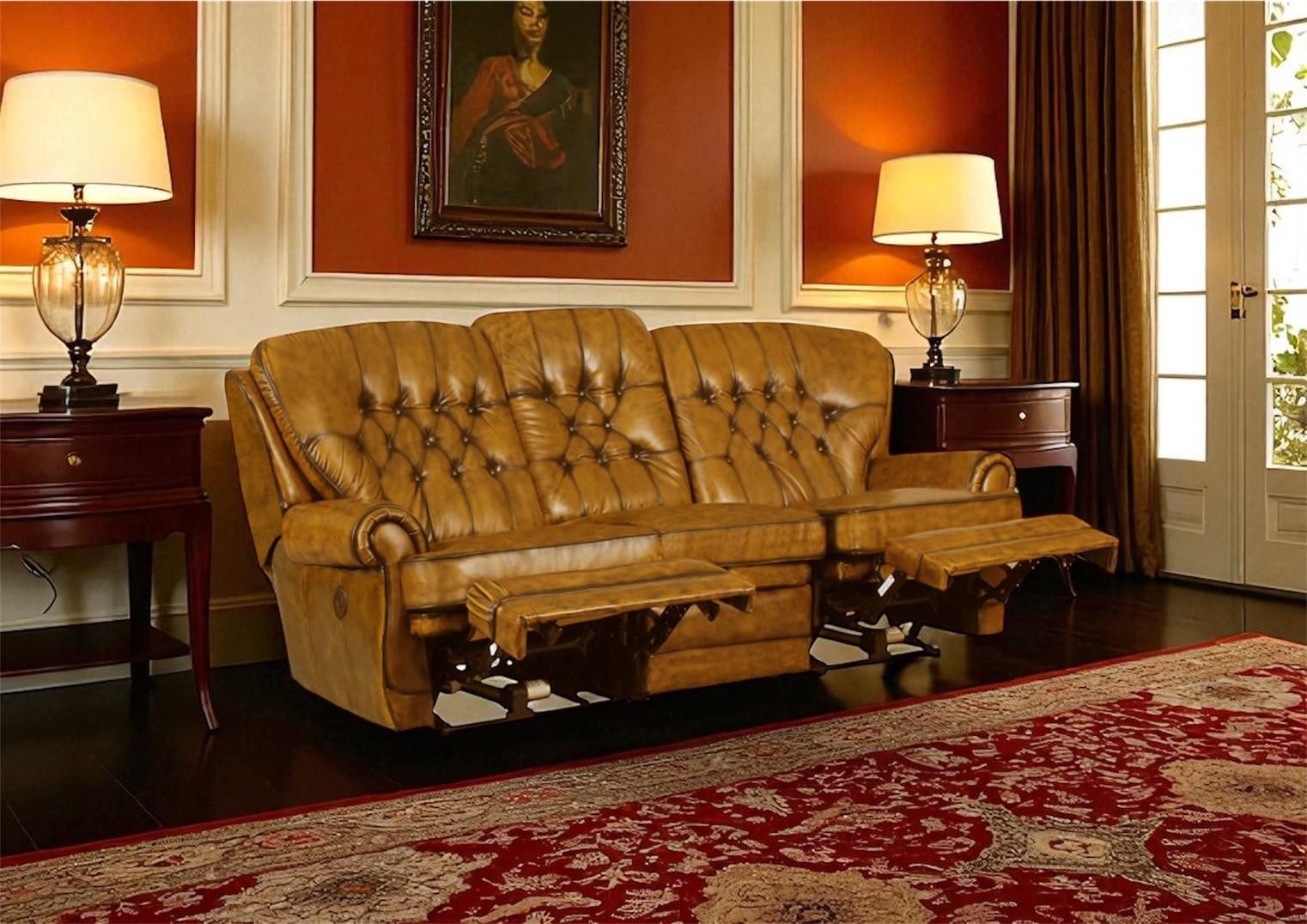 Salottini Polstergarnitur XL Chesterfield Sting Sofagarnitur 3/2 mit 4 Motoren & 4 Reclinern