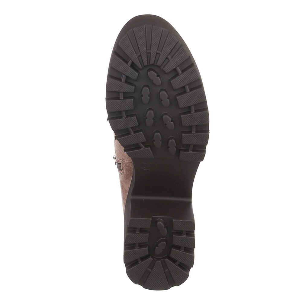 Ital-Design Damen Plateau-Bootie mit Reißverschluss und Blockabsatz Plateaustiefelette (92497546) Blockabsatz Stiefeletten in Braun – Bild 3 von 5