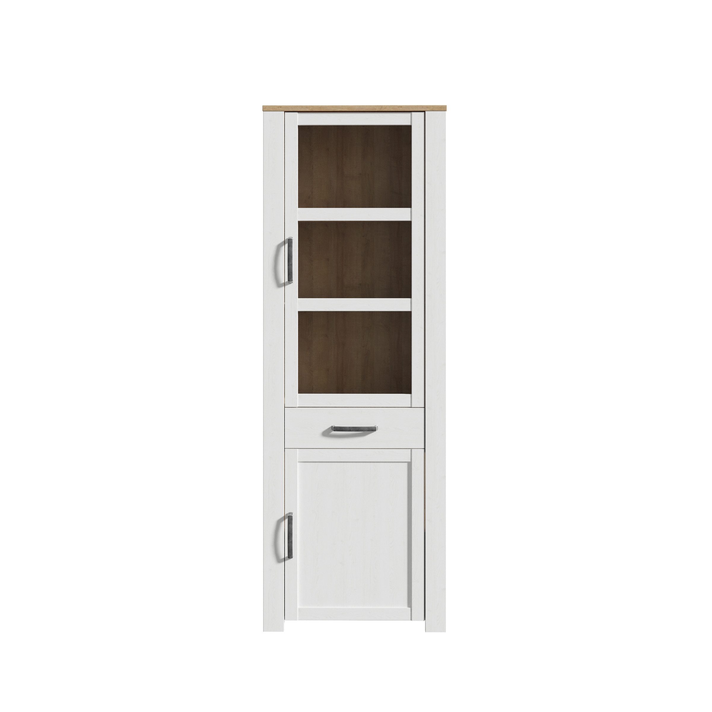 PREISBRECHER Stauraumvitrine BOHOL in Riviera Eiche Dekor / Sibiu - 71,7x205,4x42cm (BxHxT)