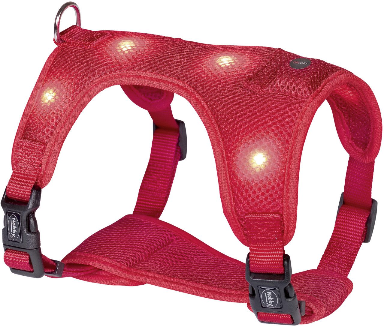 Nobby Hunde-Geschirr Nobby LED Hundegeschirr Flash Mesh rot, Nylon