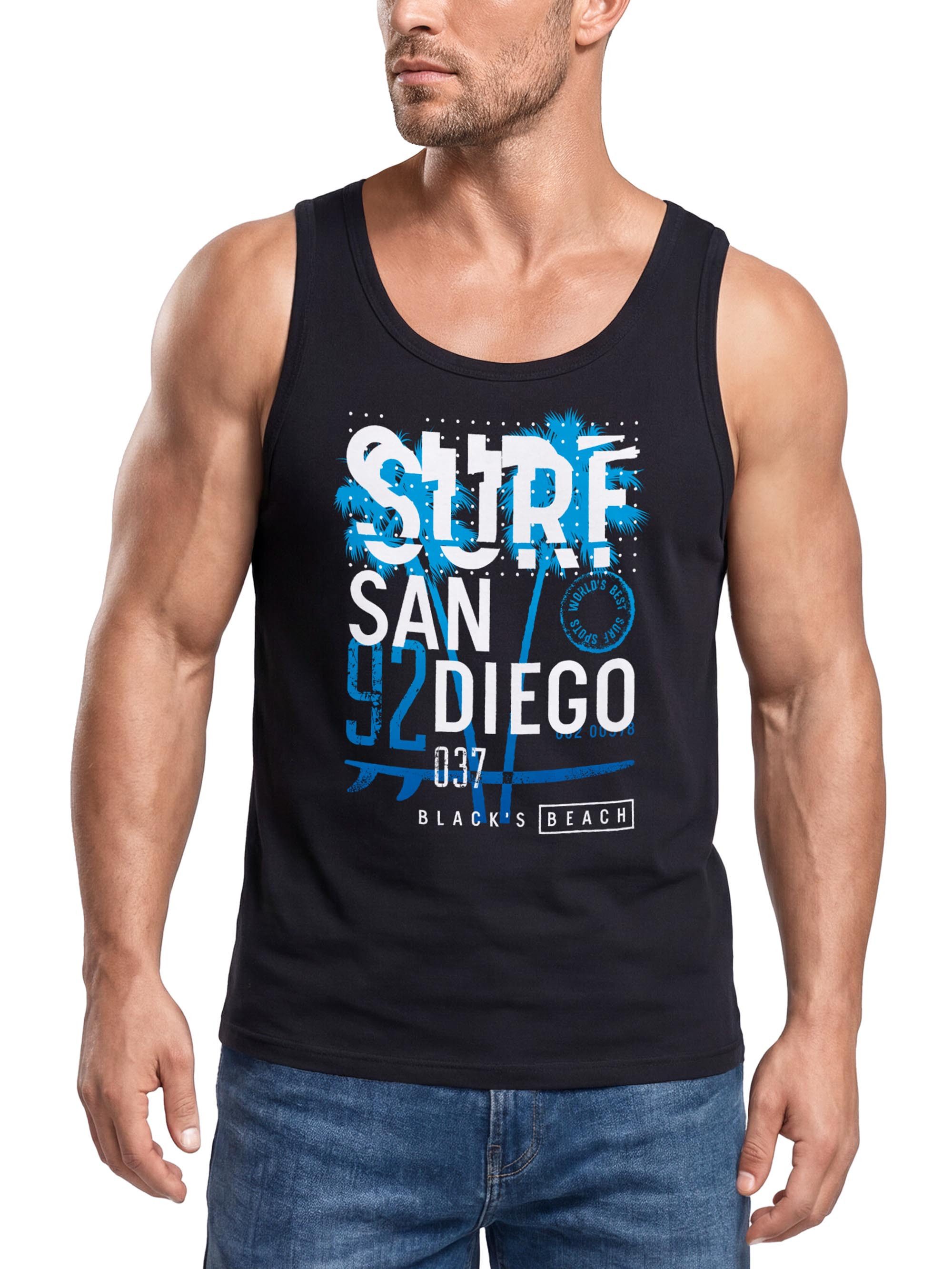 Neverless Tanktop Herren Tank-Top Surf Design San Diego Palmen Beach Strand Sommer mit Print