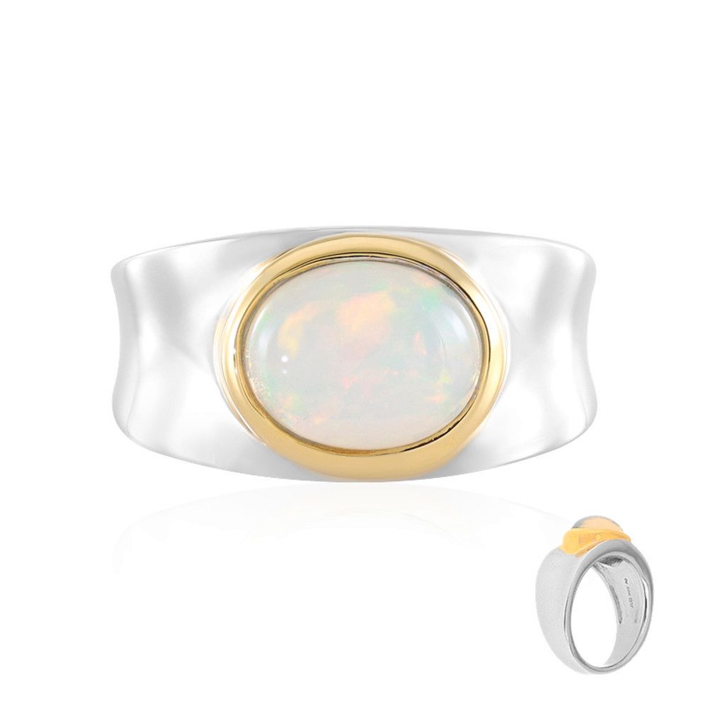 Cavill Solitärring Cavill Welo-Opal Ring 1,37 ct Oval 925 Silber Goldfassung Damen (1-tlg)