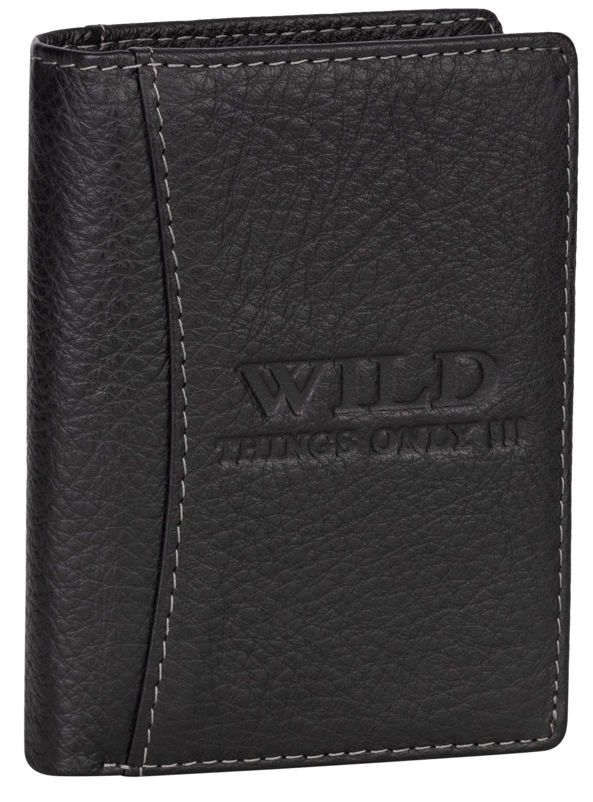 Wild Things Only !!! Geldbörse RFID echt Leder Portemonnaie Geldbörse Riegelbörsel Herren Schwarz, RFID Schutz