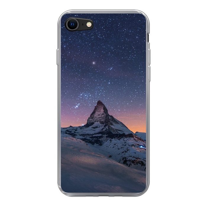 MuchoWow Handyhülle Alpen - Sternenhimmel - Schnee Handyhülle Apple iPhone 7 Smartphone-Bumper Print Handy Schutzhülle