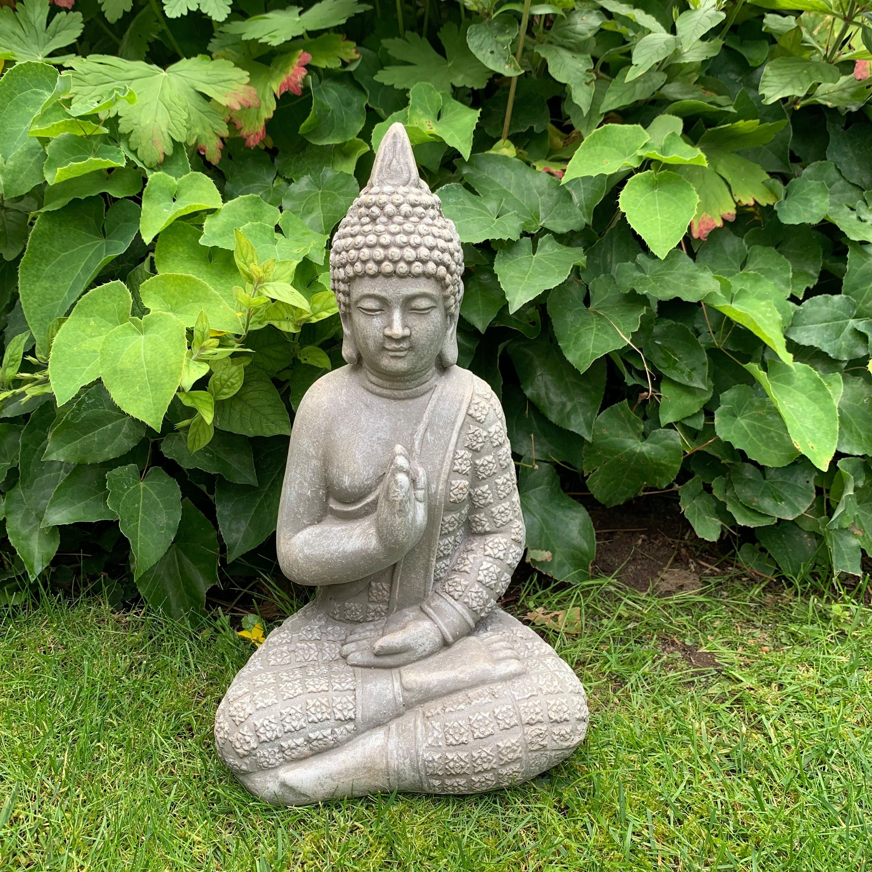 Gartenfigur), Statue Deko große (1, Beton Steinfigur Buddha Wellness Art Kunststein Buddhafigur Shui K&L Feng 33cm Wall Gartendeko