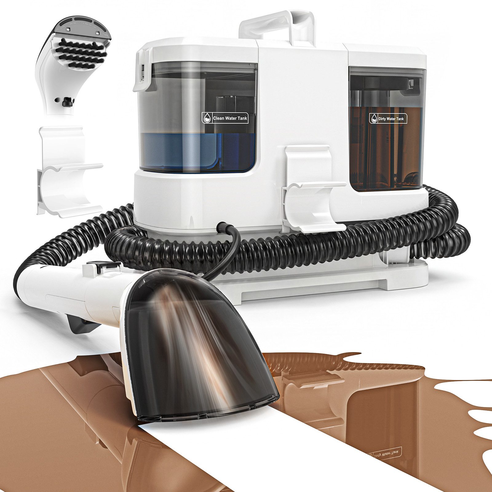 lubluelu Teppichreinigungsgerät V2 Teppichreiniger Waschsauger mit Heizfunktion Fleckenreiniger, 600 W, beutellos, mit 16000pa Saugkraft, für Sofas, Teppiche und Autositze