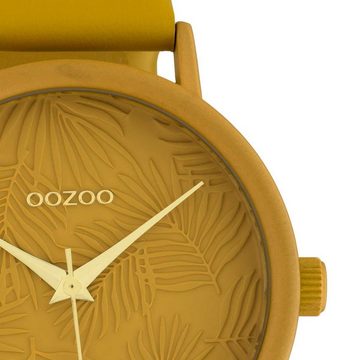 OOZOO Quarzuhr Damenuhr C10172 Colours of Summer Mangofarben Lederband 42 mm