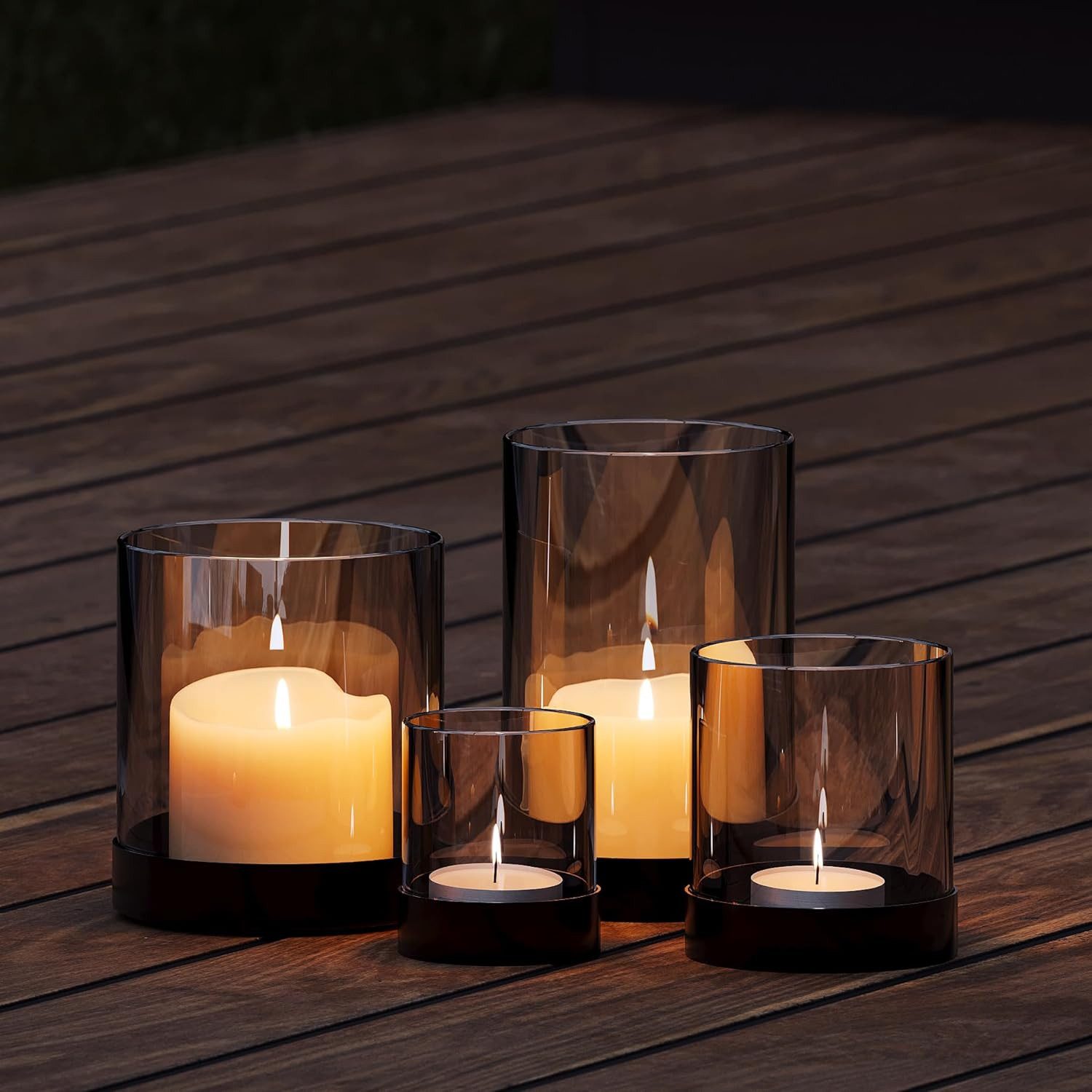 Teelichthalter Kerzenhalter, 4er Set Tischdeko Windlichter, Teelichtgläser